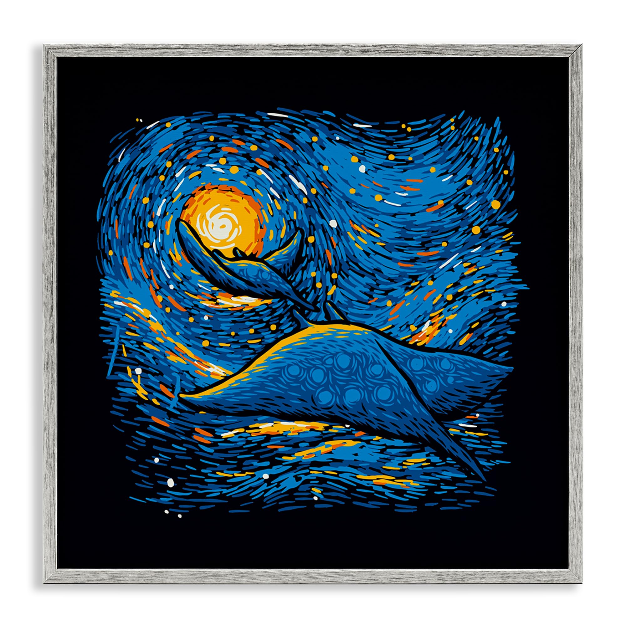 Stupell Industries 'Impressionist Manta Rays', Framed Giclee Art, Gray, 12 x 12 Inches, Easy to Hang and Sturdy, Made in USA, by Tobe Fonseca