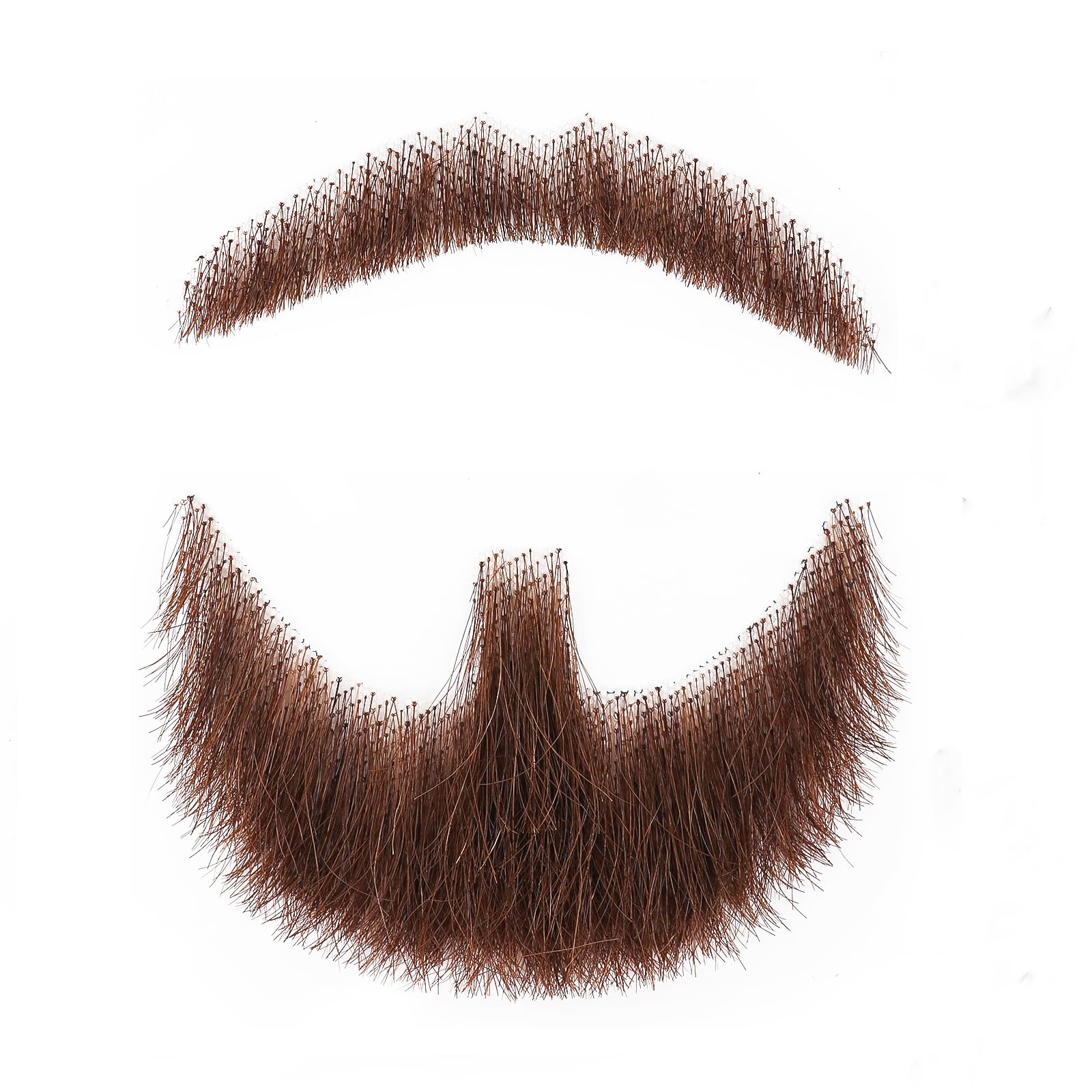 Fake Beard Fake Mustache Fake Goatee Realistic 100% Human Hair Full Hand Tied Goatee False Beards Lace Invisible Fake Mustache for Halloween Dressing Men Makeup Entertainment/Drama/Party/Movie