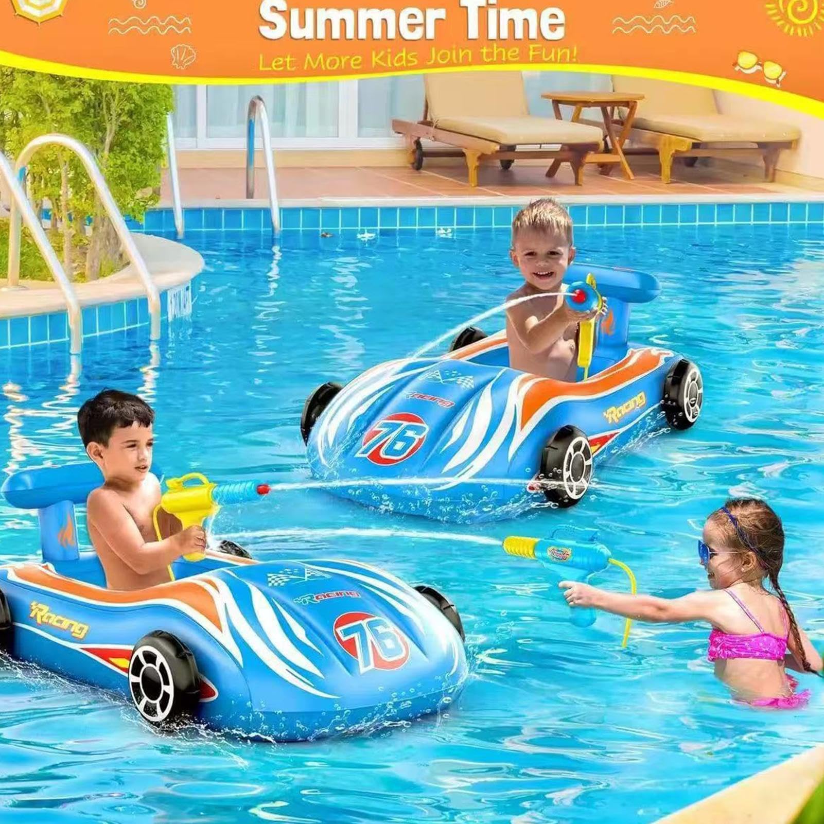 Auto-Pool-Float mit Spritzer Aufblasbares Schwimmbad-Spielzeug | Sommer-Wasserspielzeug für Spielplatz Seeausflüge Camping Garten Geburtstag Rasen Hinterhof