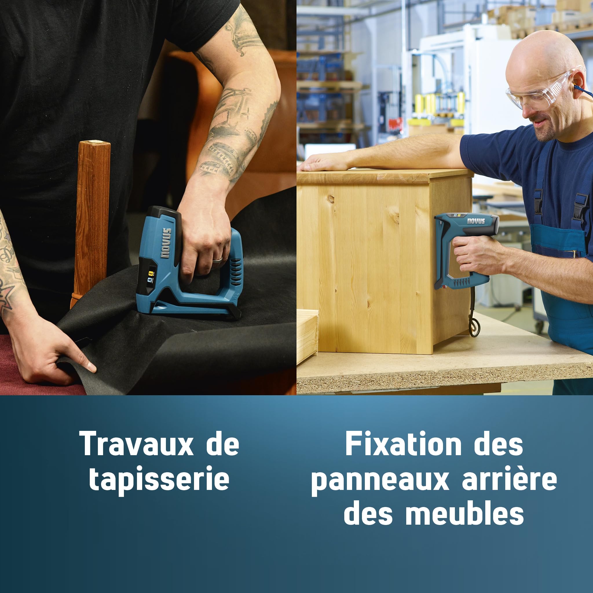 NOVUS TOOLS Agrafeuse électrique J-120 Kit avec 1800 agrafes | Agrafeuse et cloueuse puissante pour agrafes en fil fin 6-14 mm et clous 16 mm │ Fixation de tissus, cuir ou baguettes