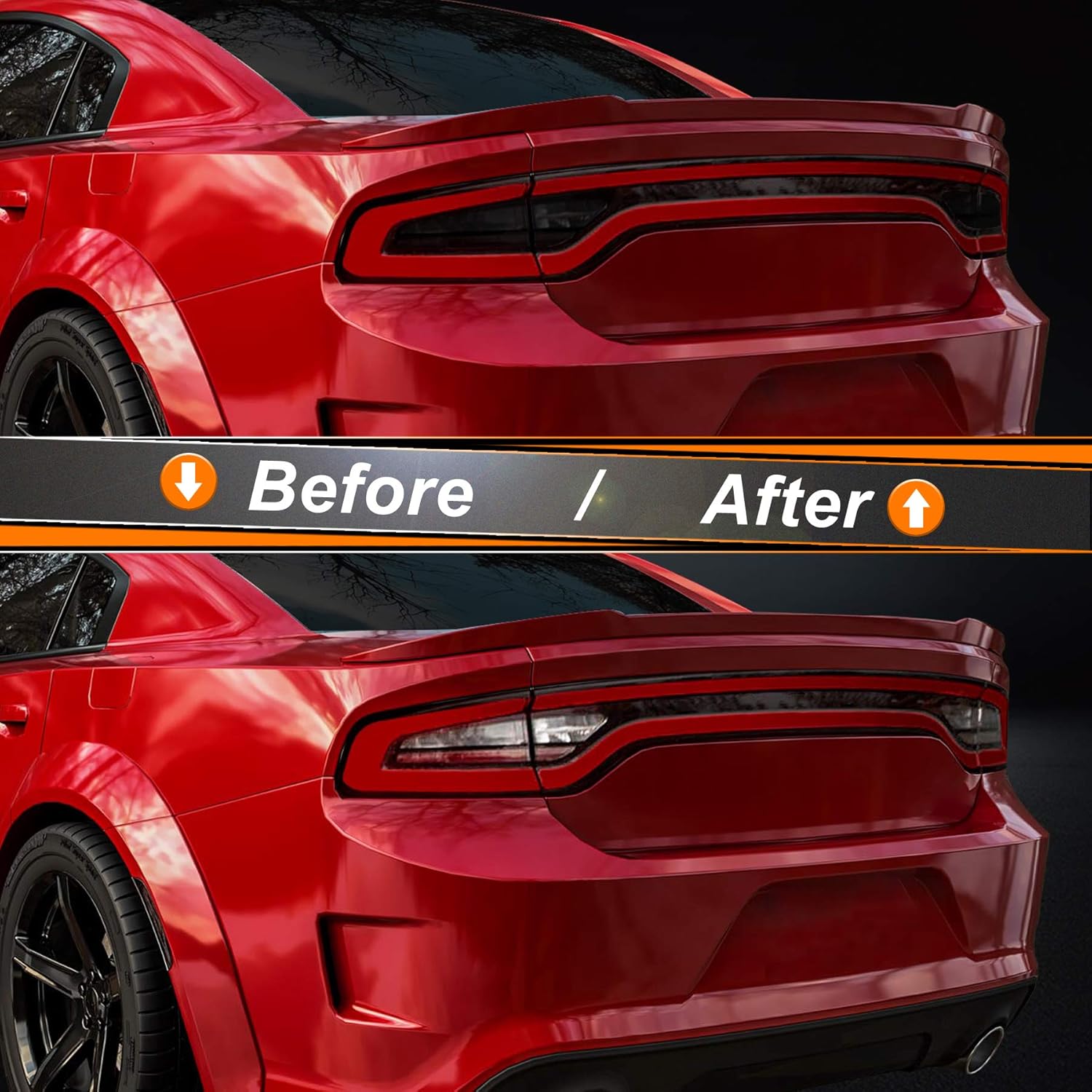 NDRUSH Blackout Taillight Vinyl Tint Film, Precut Overlays, Tail Light Wrap Cover Compatible with Dodge Charger 2015 2016 2017 2018 2019 2020 2021