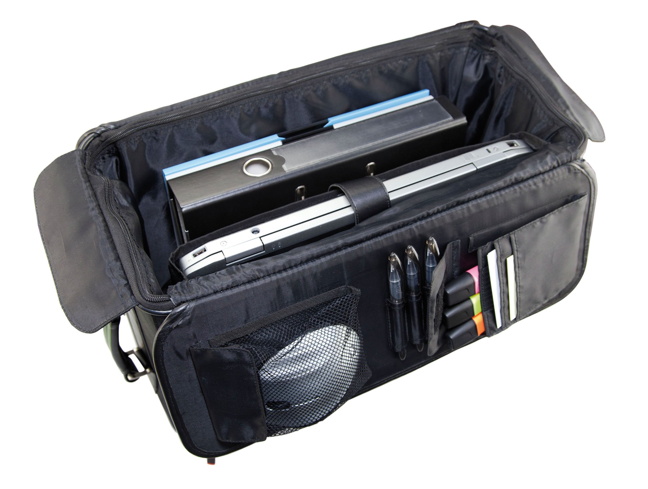 Monolith Valise Trolley Pilote Case, Business et Voyage, Fermeture à Codes, pour PC de 14 à 17 Pouces, Trolley à roulettes poignée rétractable, Revêtement Tissu Nylon Noir