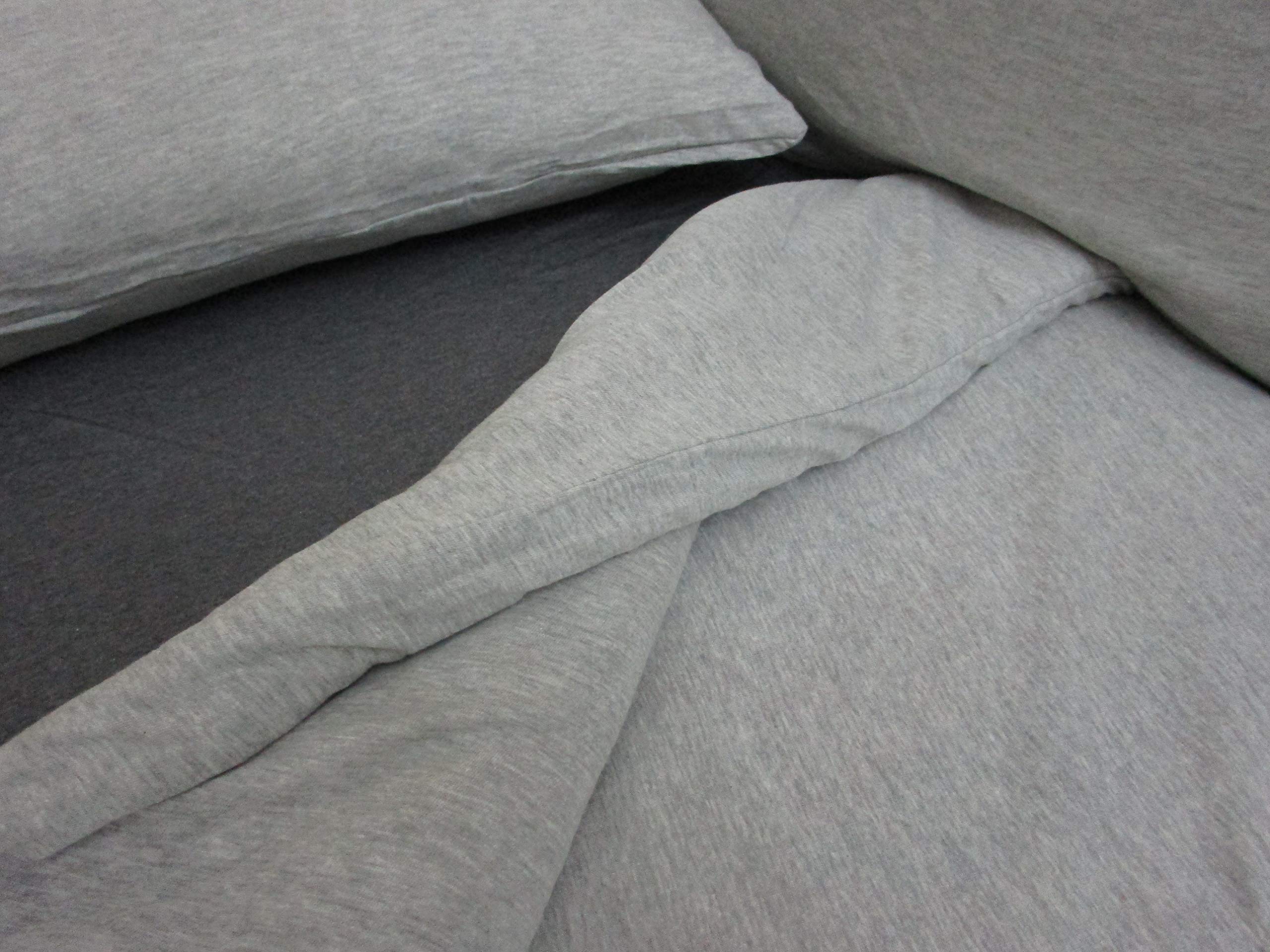 Copripiumino Sacco+Federe in 100% Cotone in Jersey Melange Colori:Grigio+Beige+Grigio Scuro Singolo-Matrimoniale novità 2020!!!!! (Grigio, Matrimoniale)