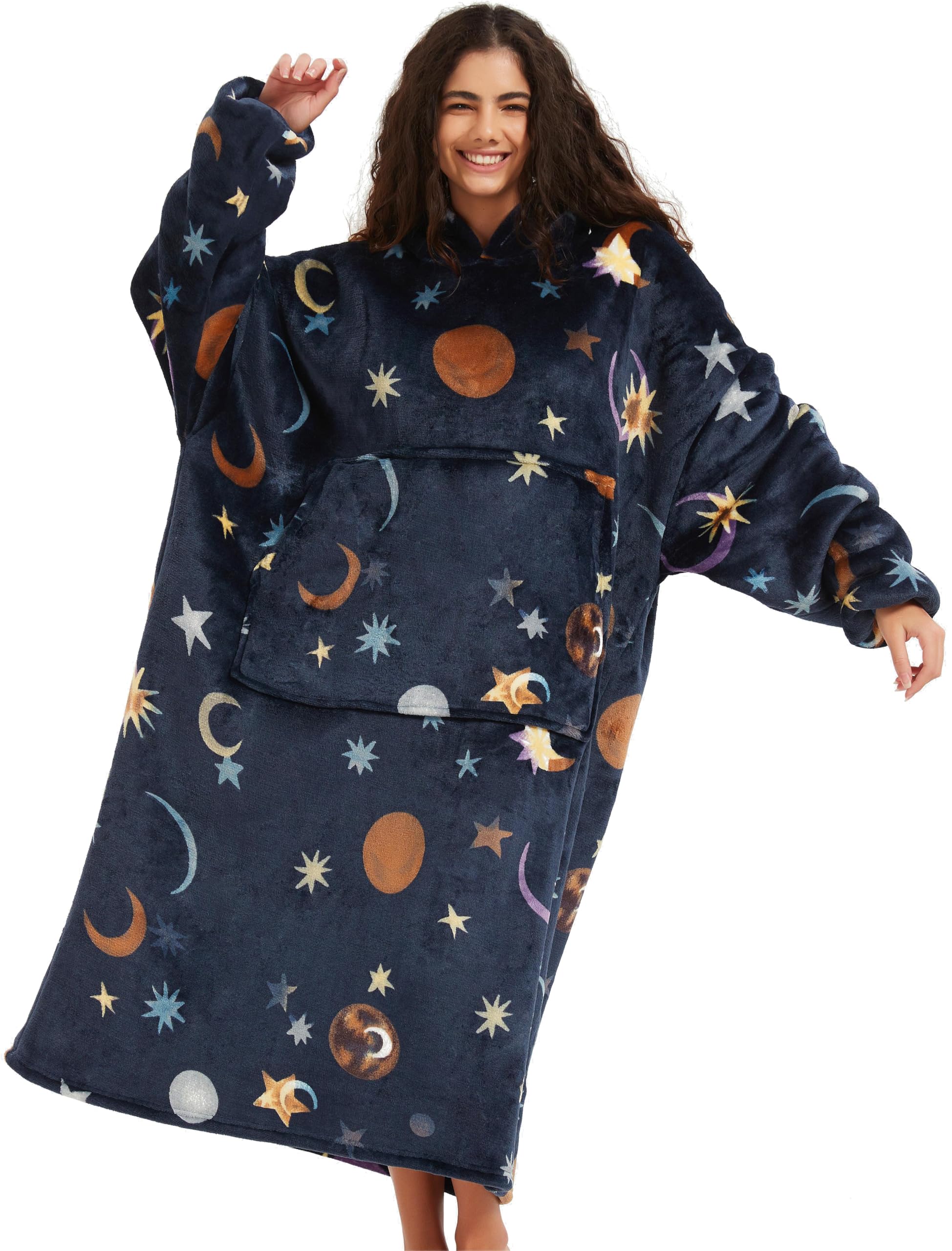 Wearable Blanket Hoodie Oversize Sherpa Fleece Hooded Blanket for Adults and Kids Cozy Sweatshirt for Women Men