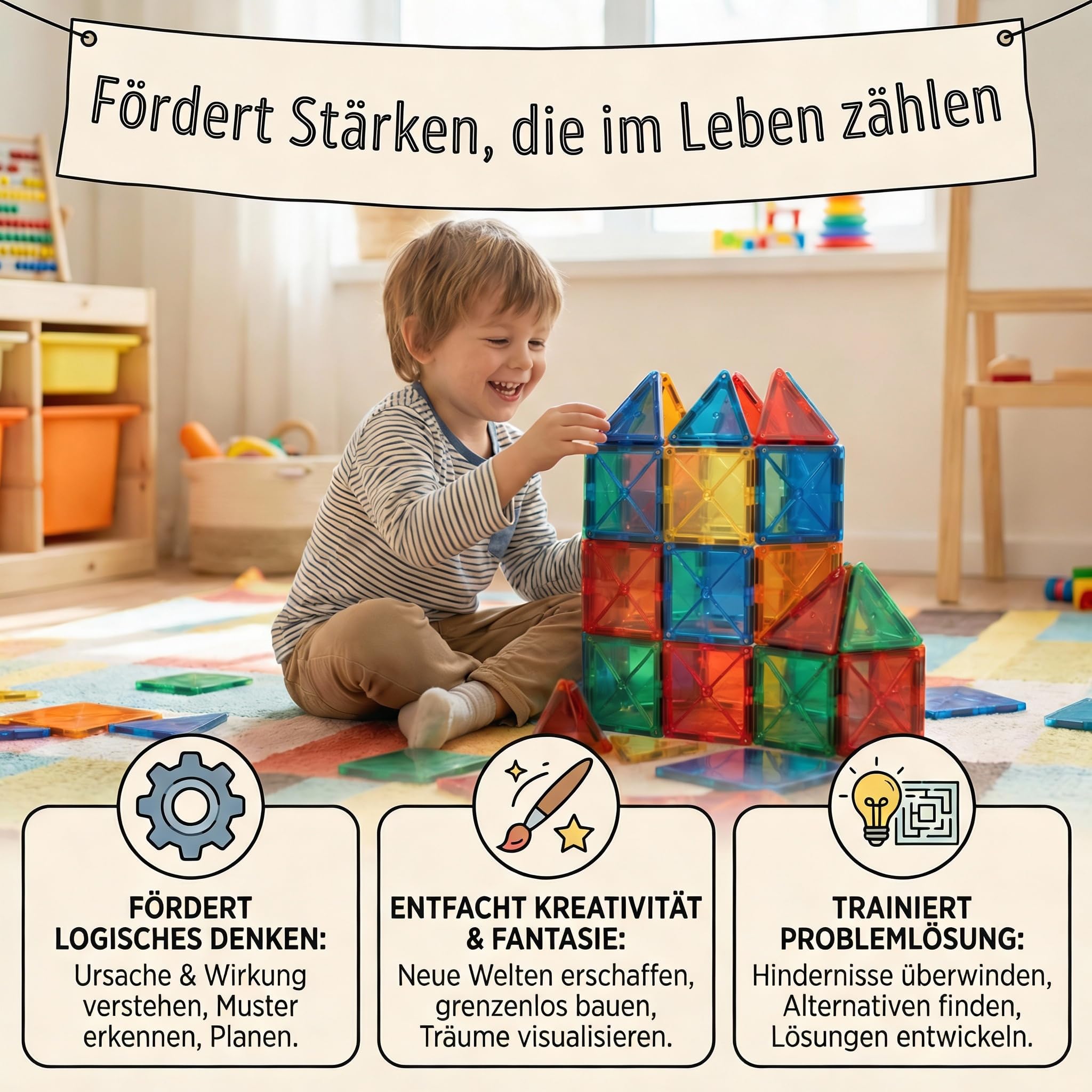BauHelden Magnetbausteine Set, 180 Teile, Magnetische Bausteine, BPA Frei, Deutsche Bauanleitung, Kreatives Konstruktionsspielzeug
