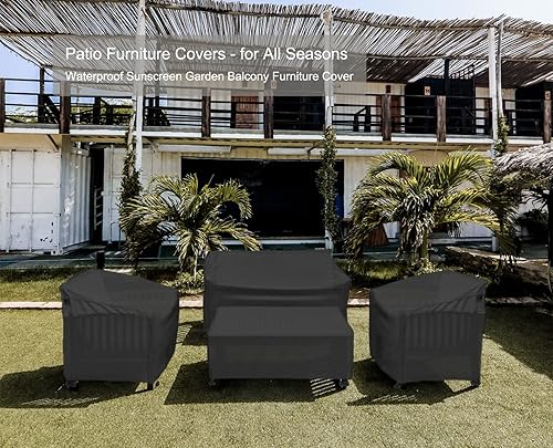 Miniatura 6 de MaWGcowerd Funda para muebles de patio, tela Oxford 420D, funda impermeable, 4 piezas de muebles de jardín al aire libre, cubierta de protección