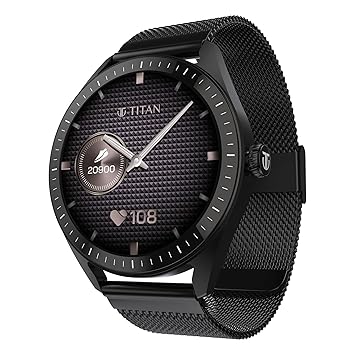 Titan Crest 2.0 Smart Watch for Man & Women, 1.43" AMOLED Display, Mesh Metal Strap, BT Calling, Tailored Activity Tracker, 100+ Sports Modes, Fast Charging, Smart Watch for Men Latest & Women (Black) - image, photos