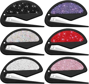 Soleebee 6 Pack Letter Opener Envelope Slitter, Bling Crystal Envelope Openers, Mail Opener, Package Opener, Wrapping Paper Cutter 6 Color