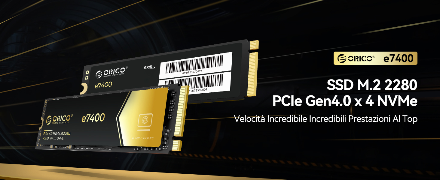 ORICO NVMe 1TB SSD M.2, PCIe 4.0X4 - Fino a 7200MB/s SSD M2, 3D