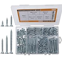 Vista 10 de Kit surtido de tornillos de madera de alta dureza y anclajes de pared de plástico, 203 tornillos de cabeza plana Phillips de 1/2 a 1-1/2 pulgadas