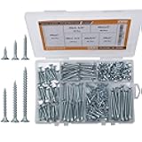 High Hardness Wood Screws Assortment Kit, 209 pcs, Phillips Drive Flat Head, Wood Screws, Screws, Drywall Screws, Assorted Screws, Screws Set, 6 Sizes (2”,1-1/2”,1-1/4”,1”,3/4”,1/2”)