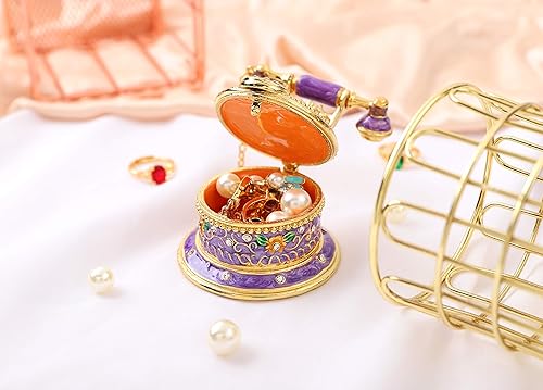 Miniatura 8 de QIFU - Caja decorativa de joyería con bisagras pintada a mano para teléfono, regalo único para decoración del hogar