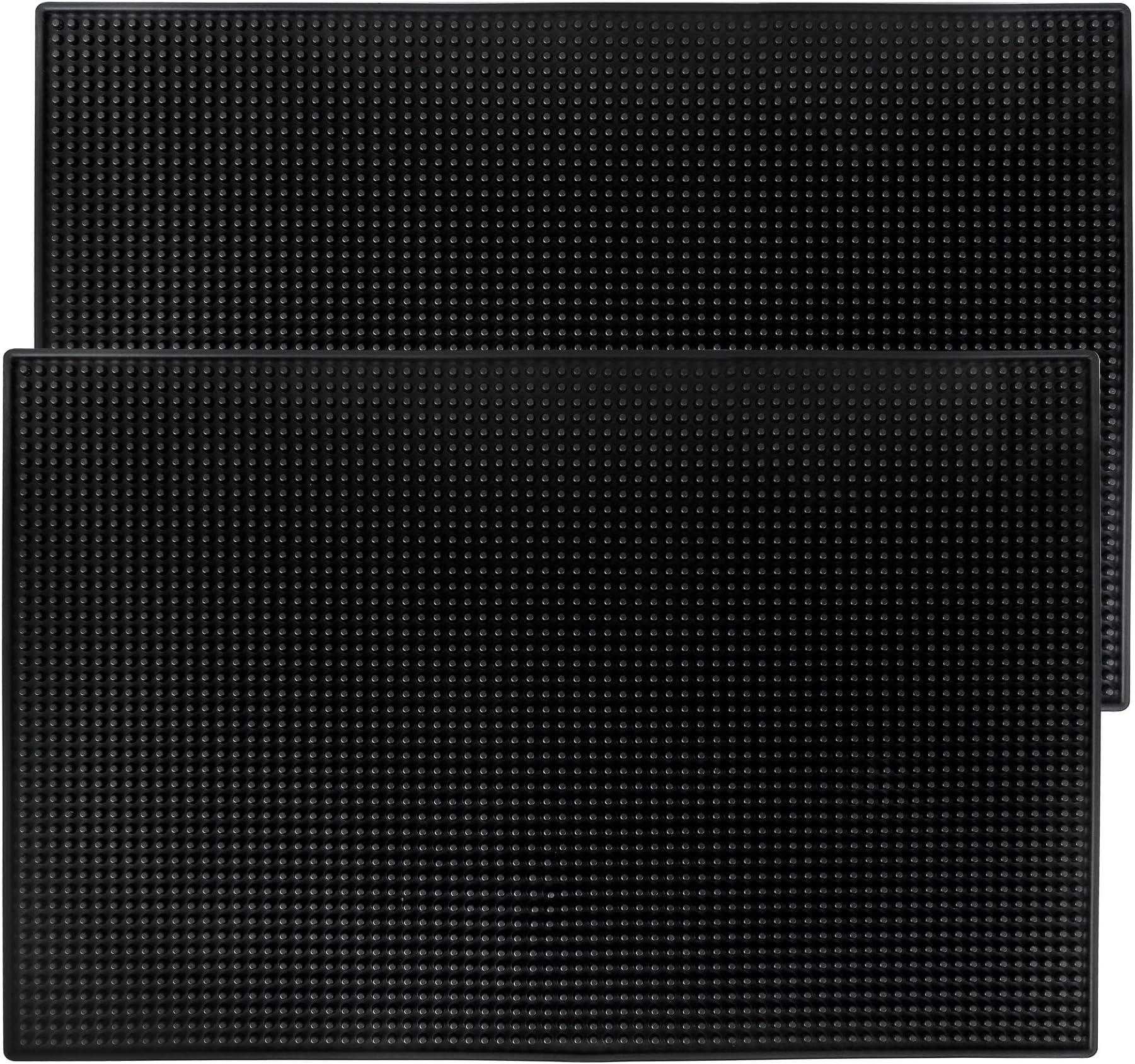 2 Pcs Bar Mat 18" x 12" - 45.7 x 30.5cm Rubber Bar Service Spill Mat, Black, Solid