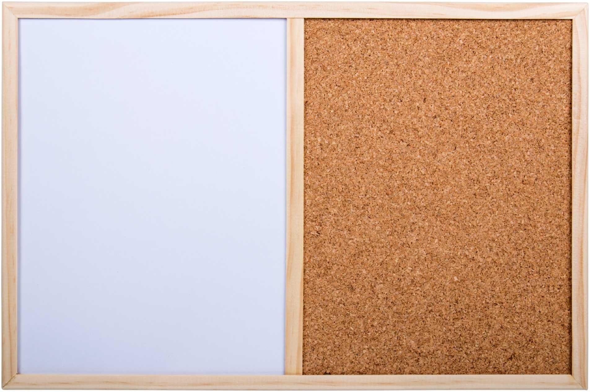 Desk TECH Small Half Cork Half Dry Erase Whiteboard Combo with Wooden Frame, 12 x 18 inches, Beige (30843)