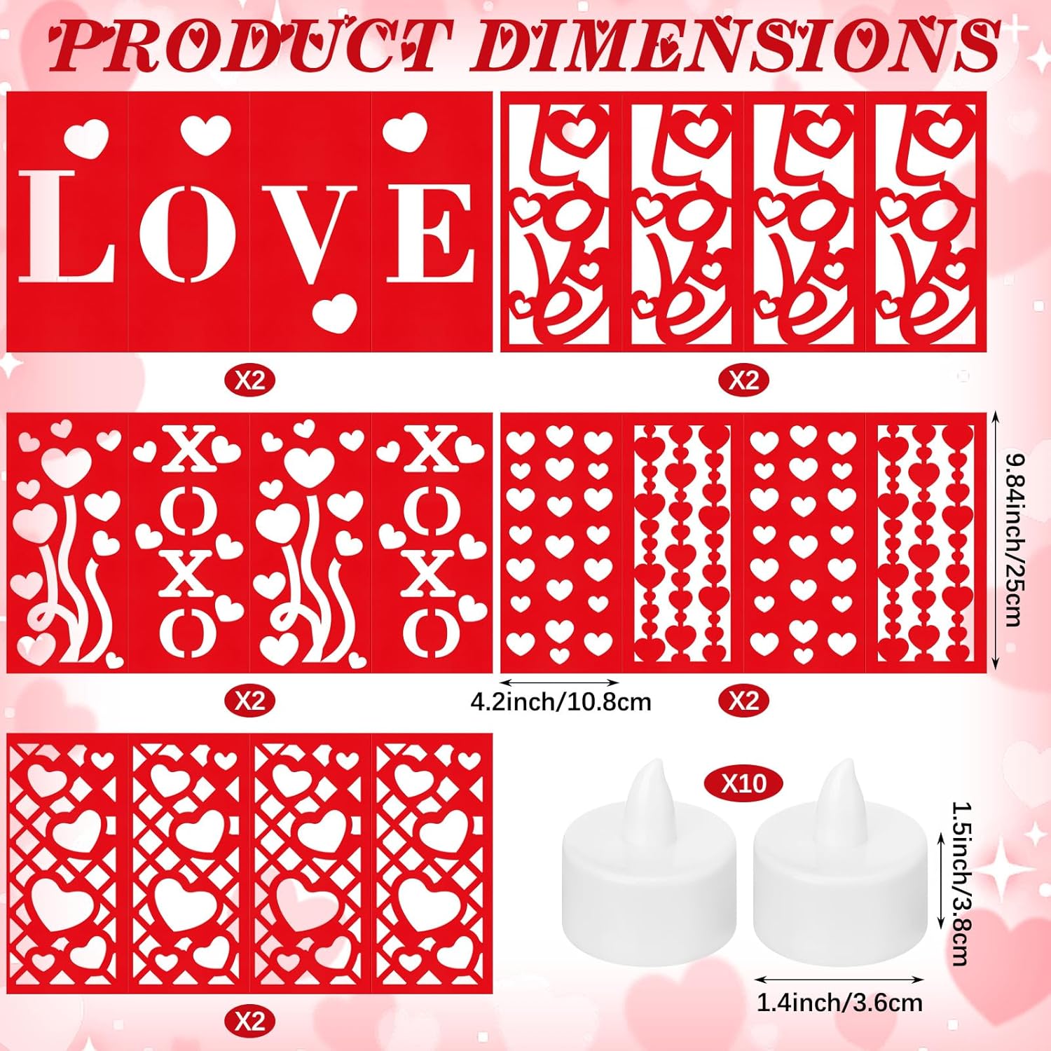 Baquler 10 Pcs Valentine's Day Decorations Paper Lanterns with LED Tealight Candles 5 Designs 17.5 x 9.8'' Valentines Lanterns Gifts for Table Centerpieces Indoor Outdoor Office Home Party Decoration