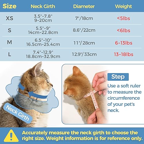 Miniatura 2 de ComSaf Collar de cono para gato, suave, protector ajustable para dejar de lamer después de la cirugía, cómodo y ligero collar isabelino para gato