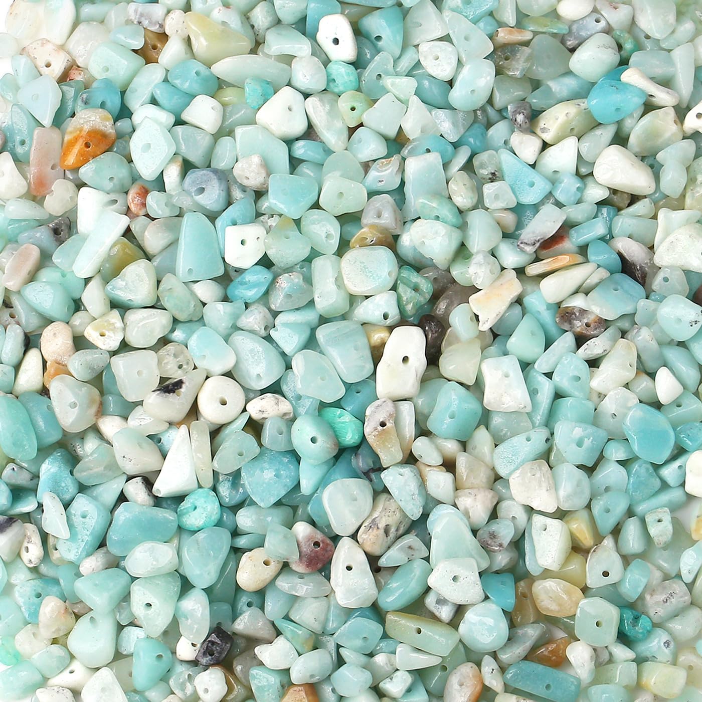 GUJOXILA 400pcs Amazonite Crystal Beads for Bracelet Jewellery Making Amazonite Chips Stones Blue Gemstone Beads for Crafting Polished Craft Nature Blue Bead DIY 5-8mm