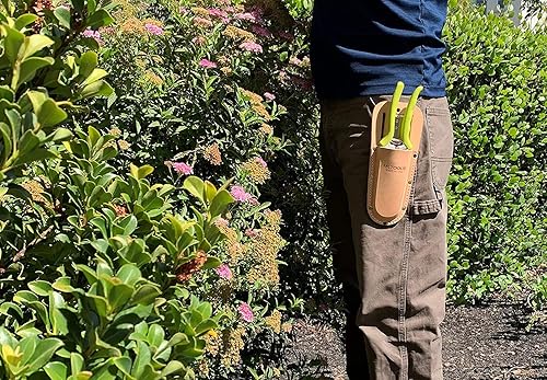 Miniatura 9 de MLTOOLS Funda de cuero para tijeras de podar  Fabricado en Estados Unidos  100% cuero de grano fino  Caja para equipo de jardinería con clip de