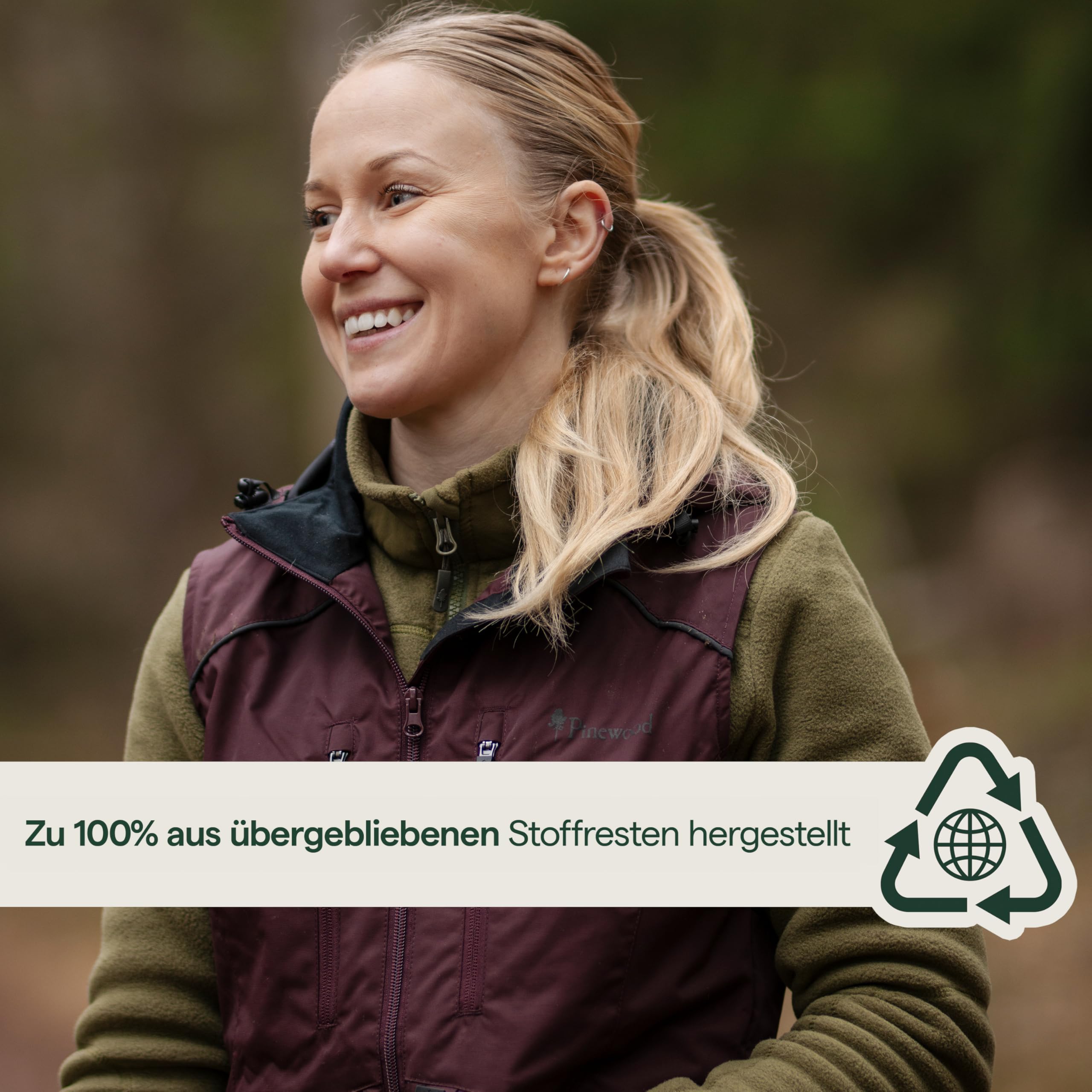 Pinewood Damen Fleecejacke aus 100% übergebliebenen Stoffen, ideale Fleece Jacke für die Jagd, den Hundesport & zum Wandern