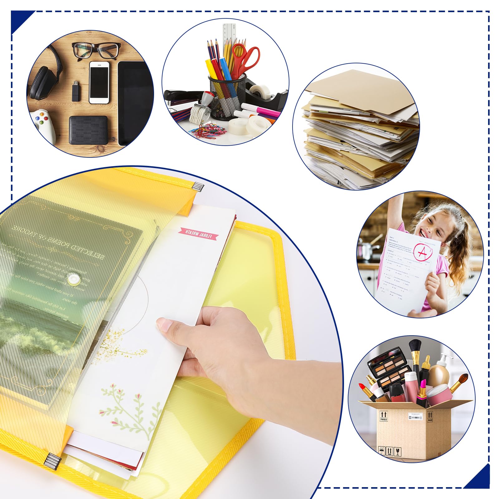 18PCS Portafogli Documenti A4 Con Anelli - Cartelle Plastica Forate - 9 Colori - Foto 10