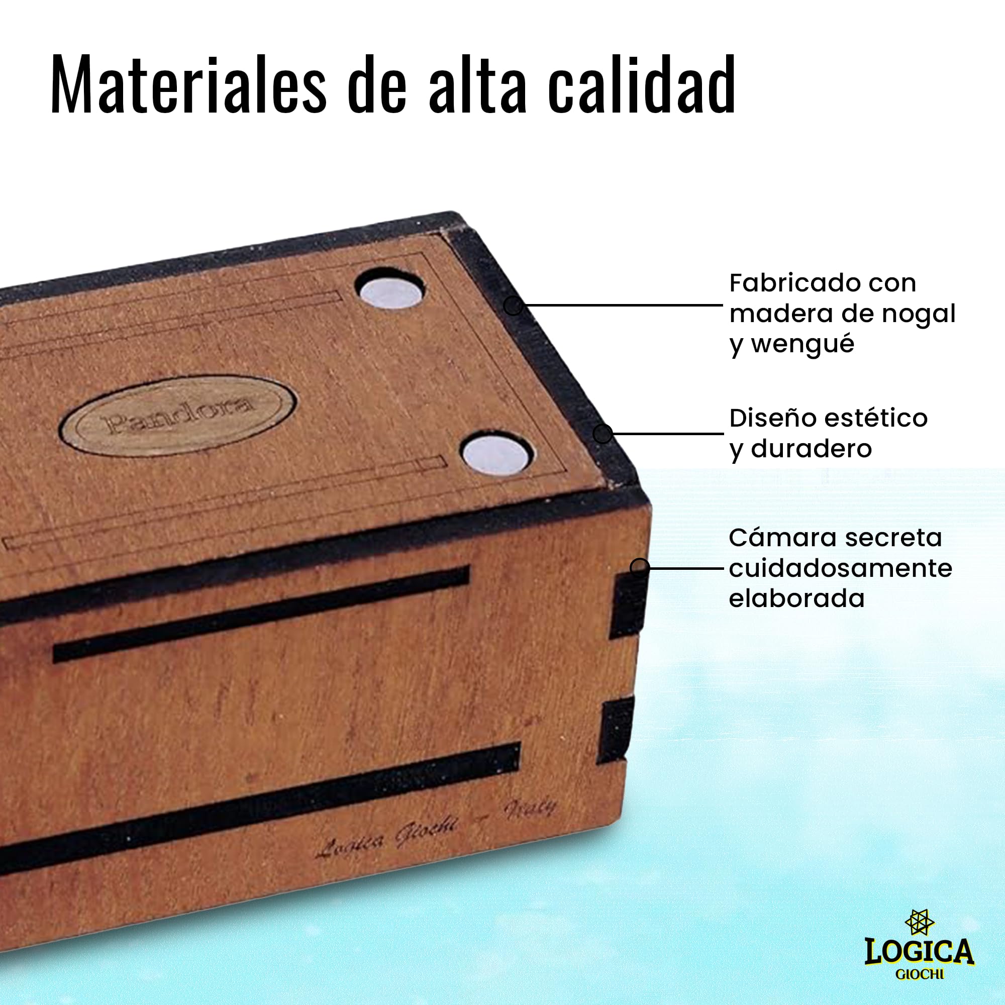 Logica Juegos Art. Pandora Box - El Cofre Secreto - Rompecabezas de Madera - Caja Secreta - Dificultad 5/6 Increíble - Colección Leonardo da Vinci
