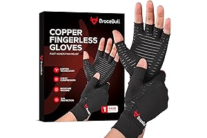 BraceBull Arthritis Gloves: Copper-Infused, Fingerless Hand Pain Relief