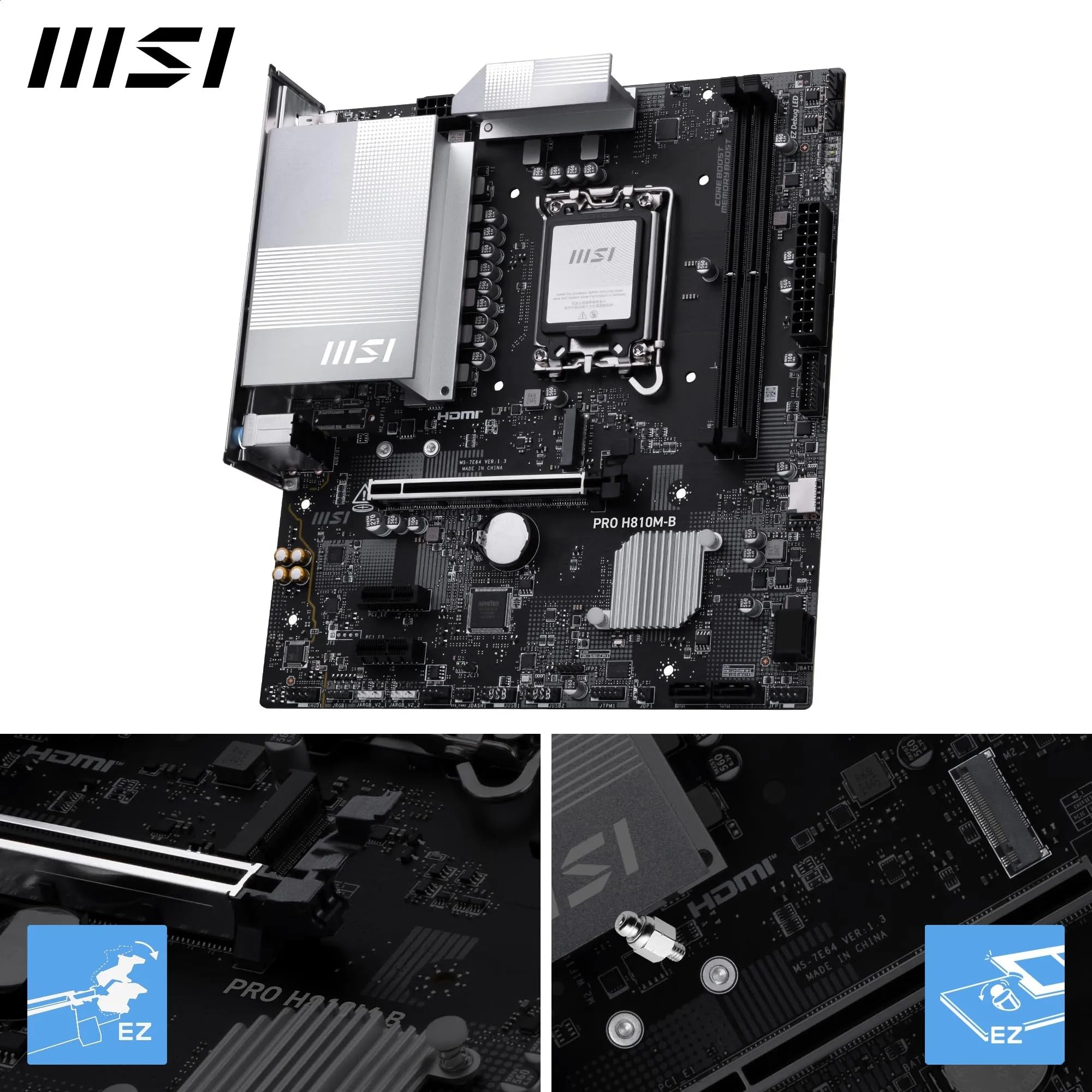 Msi Pro H810M-B Scheda Madre Intel H810 Lga 1851 [socket V1] Micro Atx (msi 1851 Pro H810M-B M-Atx)