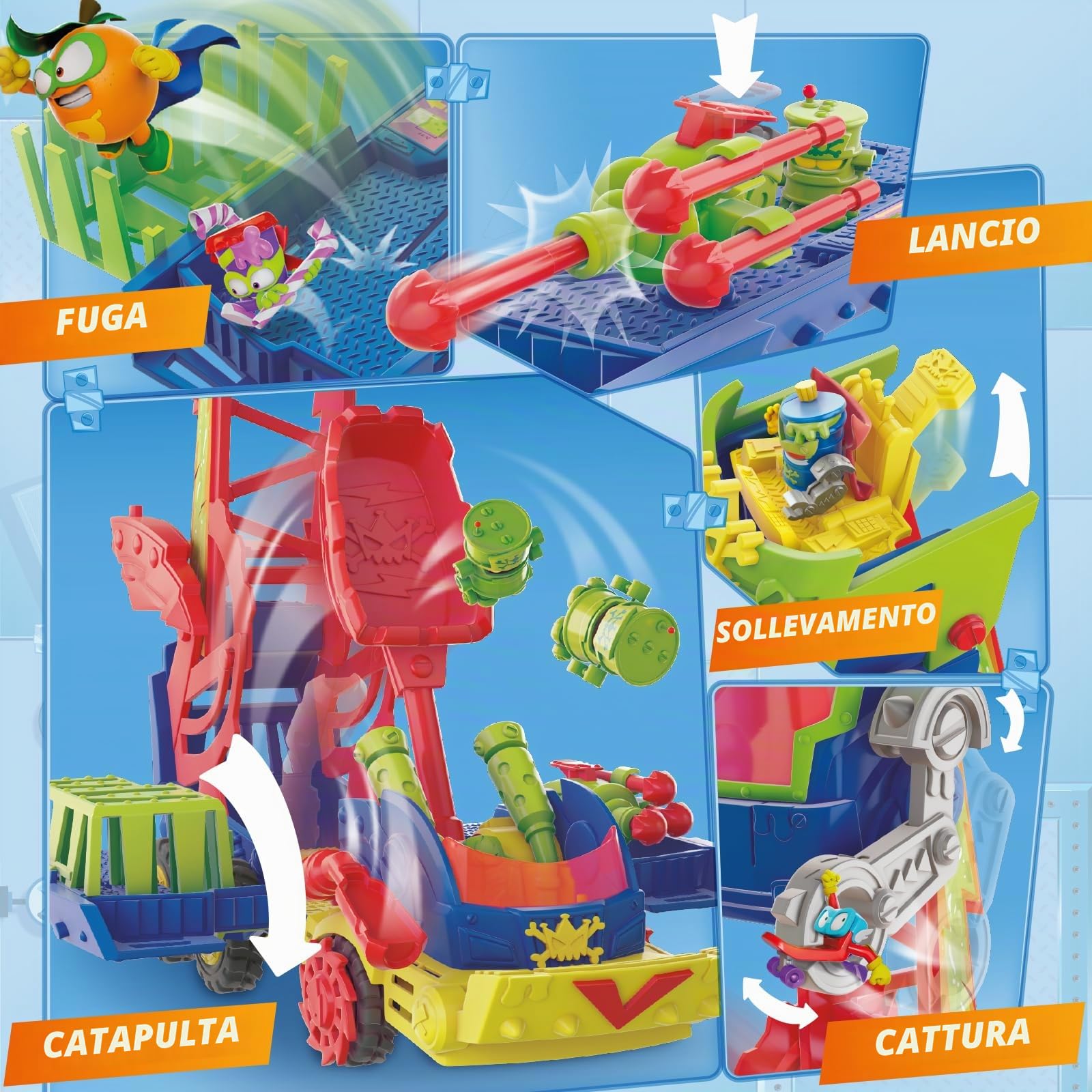 SUPERTHINGS KAZOOM Power - Mr. King Truck. Camion di Mr King della serie TV "Kazoom Power". Contiene 1 Mr King Truck, 1 Mr King Exclusive, 4 Robotoxics, 1 Trigger e 3 proiettili