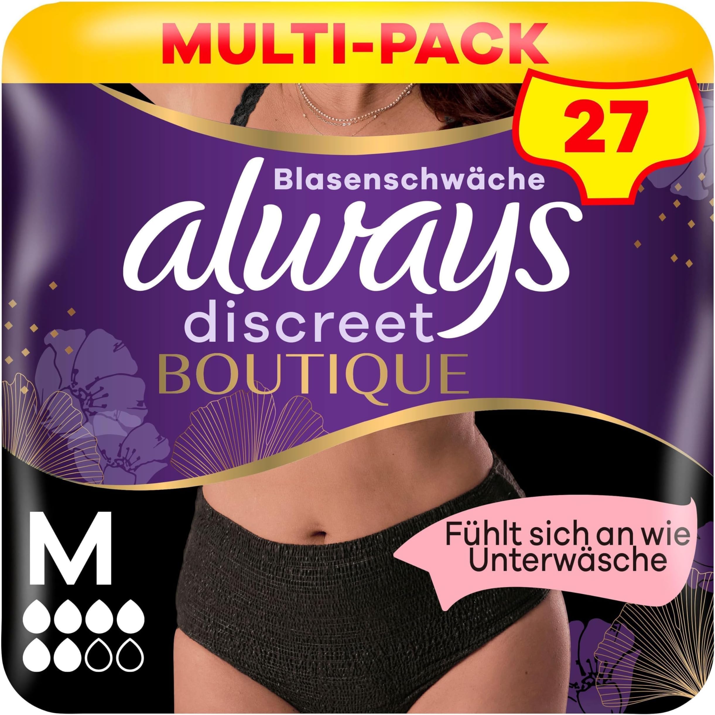 Boutique Incontinence Pants Women, Medium, Plus, 9 High Absorbency Pants, Odour Neutraliser, Dress Size 10-16, for Sensitive Bladder