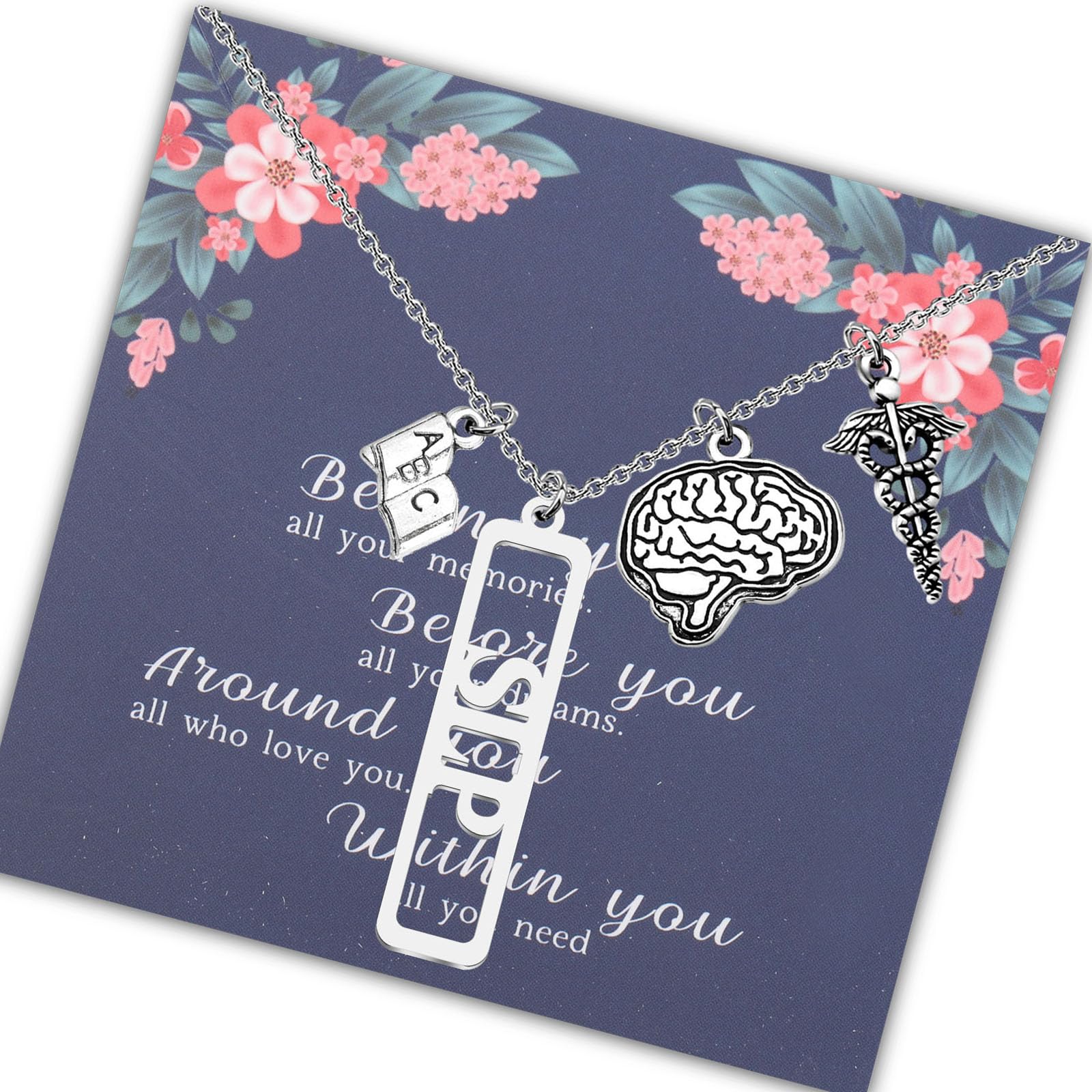 FEELMEM SLP Necklace Speech Language Pathologist Gift Speech Therapy Jewelry SLP Teacher Thank You Gift