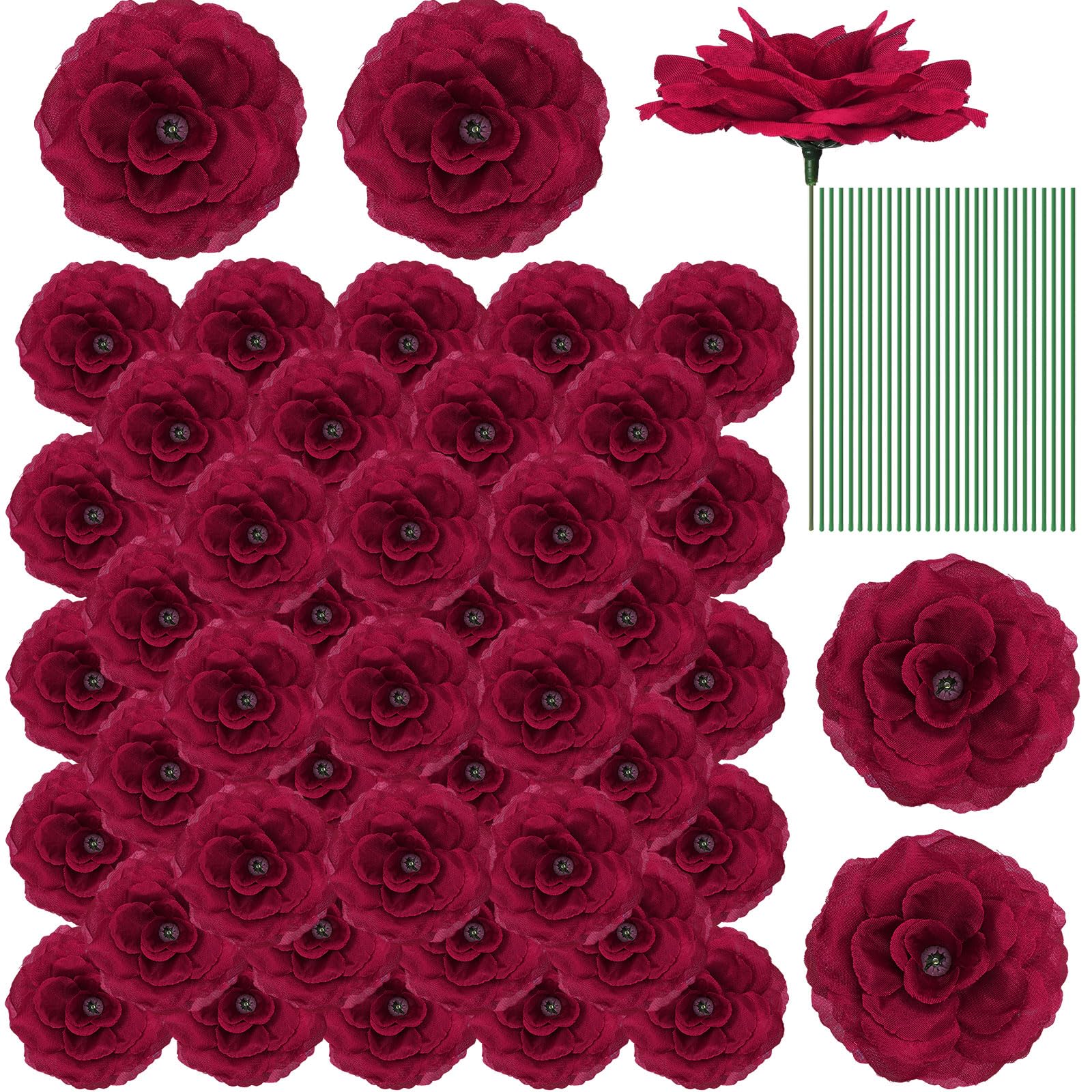 Yunlly 100 Pcs Artificial Flowers Fake Silk Roses Long Stem Rose Bouquet Wedding Party Home Decor for DIY Baby Shower Centerpieces Tables Home