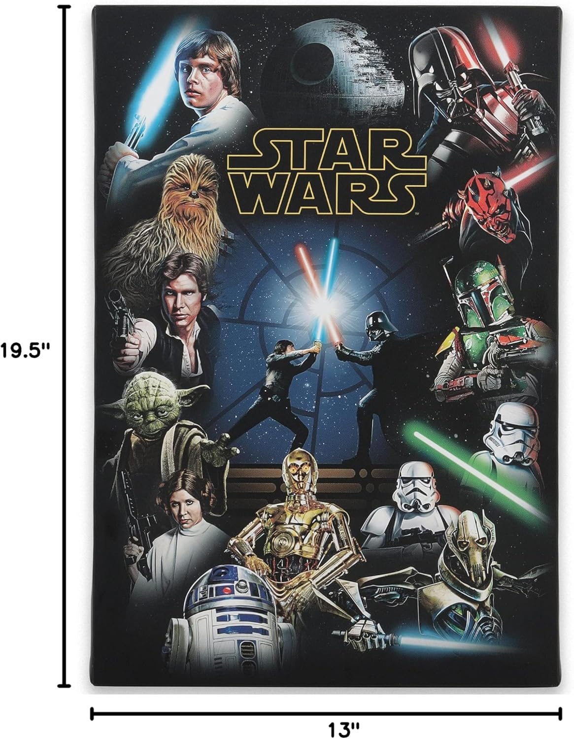 Open Road Brands Disney Star Wars Gallery Wrapped Canvas Wall Art - Classic Star Wars Wall Decor Featuring Luke Skywalker, Darth Vader, Chewbacca, and More