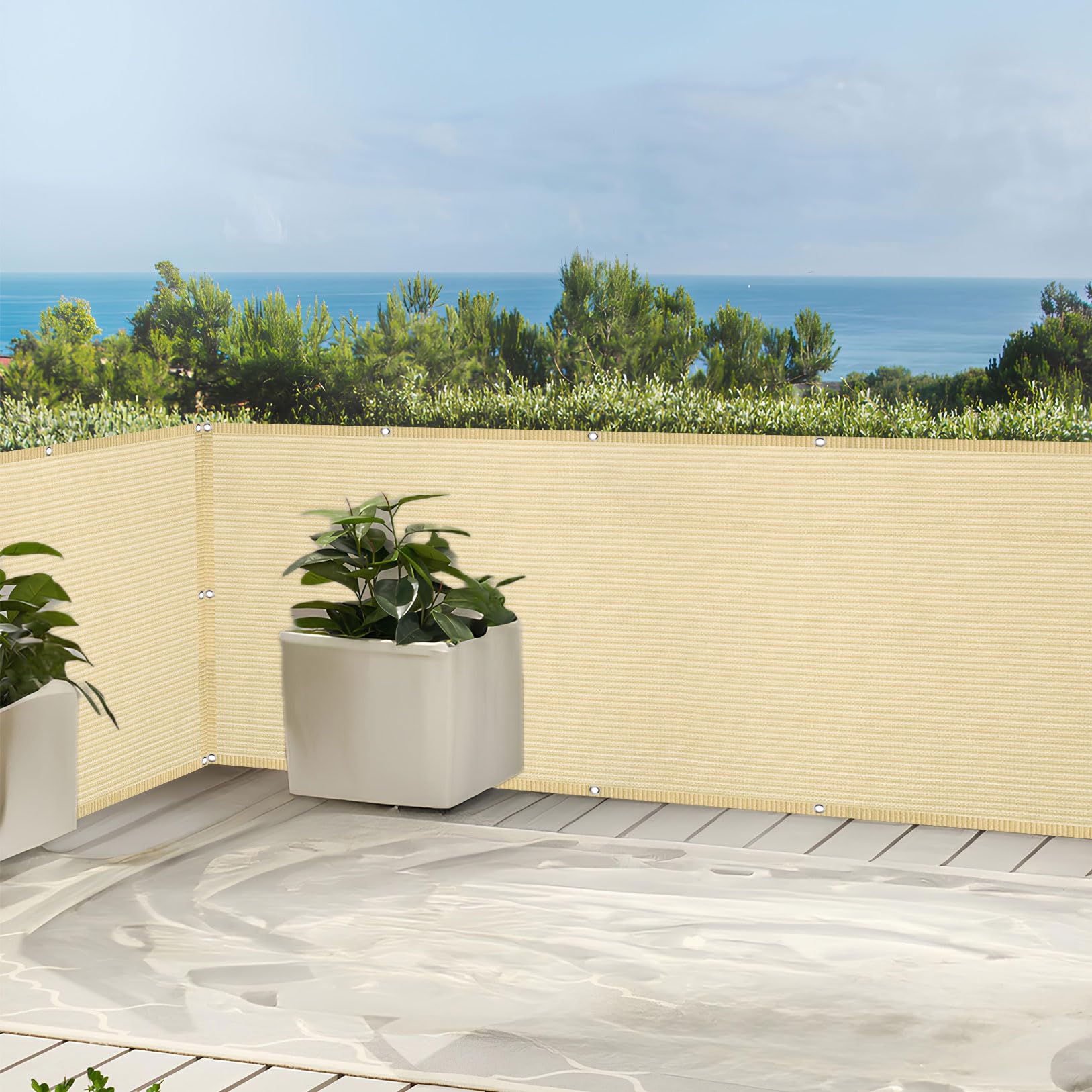 Brise vue balcon contre le vent et le vis-à-vis toile crème 120x325