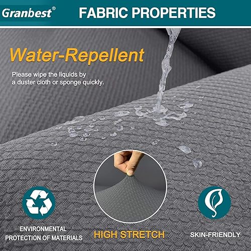 Miniatura 3 de Granbest Funda de sofá repelente al agua, fundas de sofá gruesas de lujo para perros, elegante funda elástica con patrón jacquard, protector de