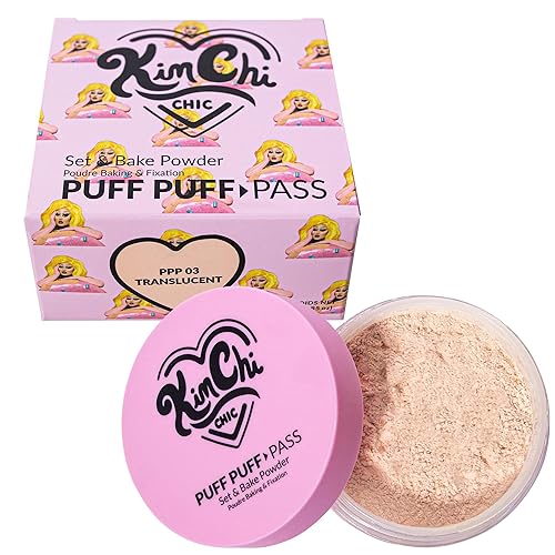 Kimchi Chic Beauty Puff Puff Pass Set and Bake Setting Powder for Makeup, Extra Fluffy Loose Face Powder Poof, Soft Natural Face Makeup for Uneven Skin Tone, 03 Translucent - Translucent
