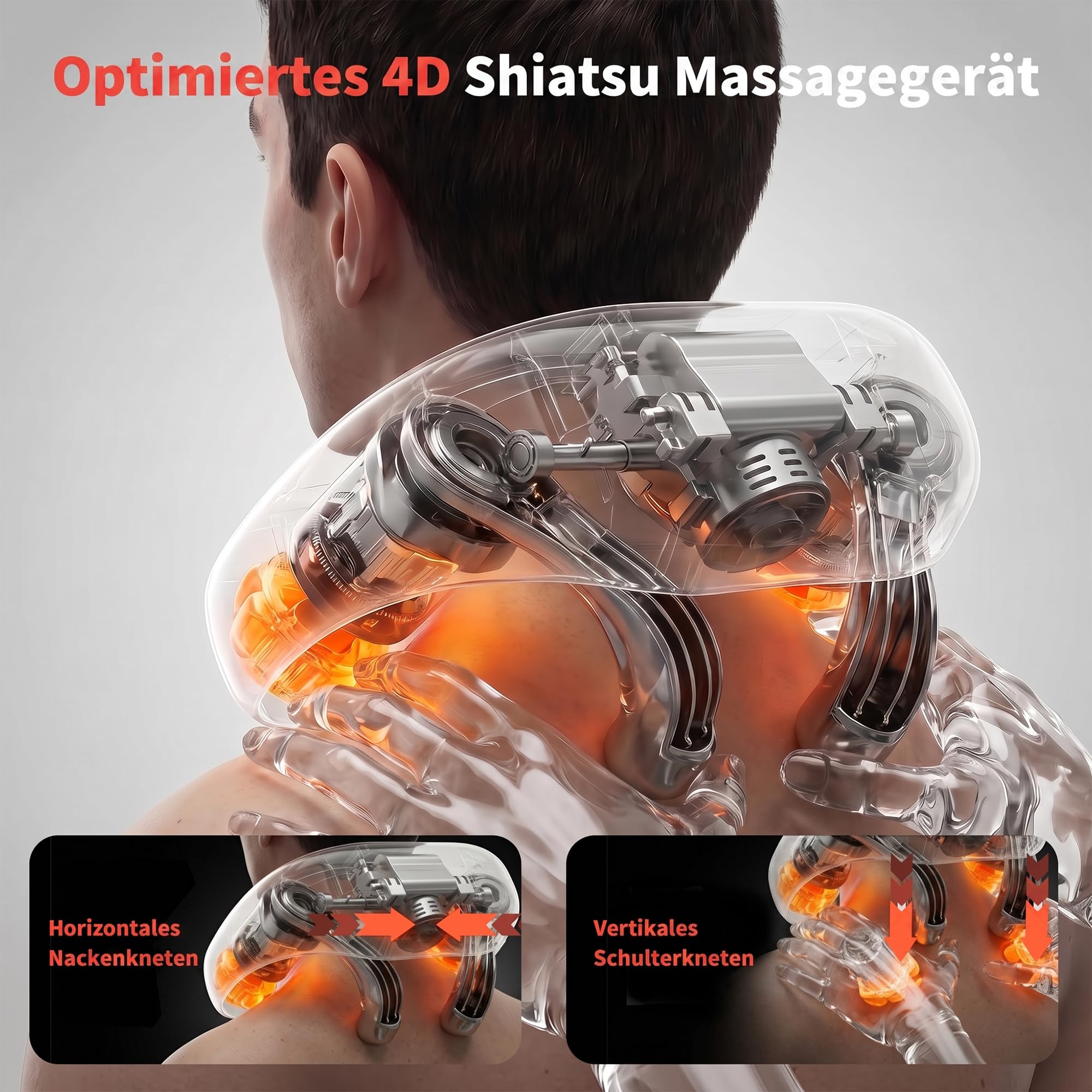 cabaro 4D Nackenmassagegerät mit Wärme 2026, 3 Modi Shiatsu Massagegerät