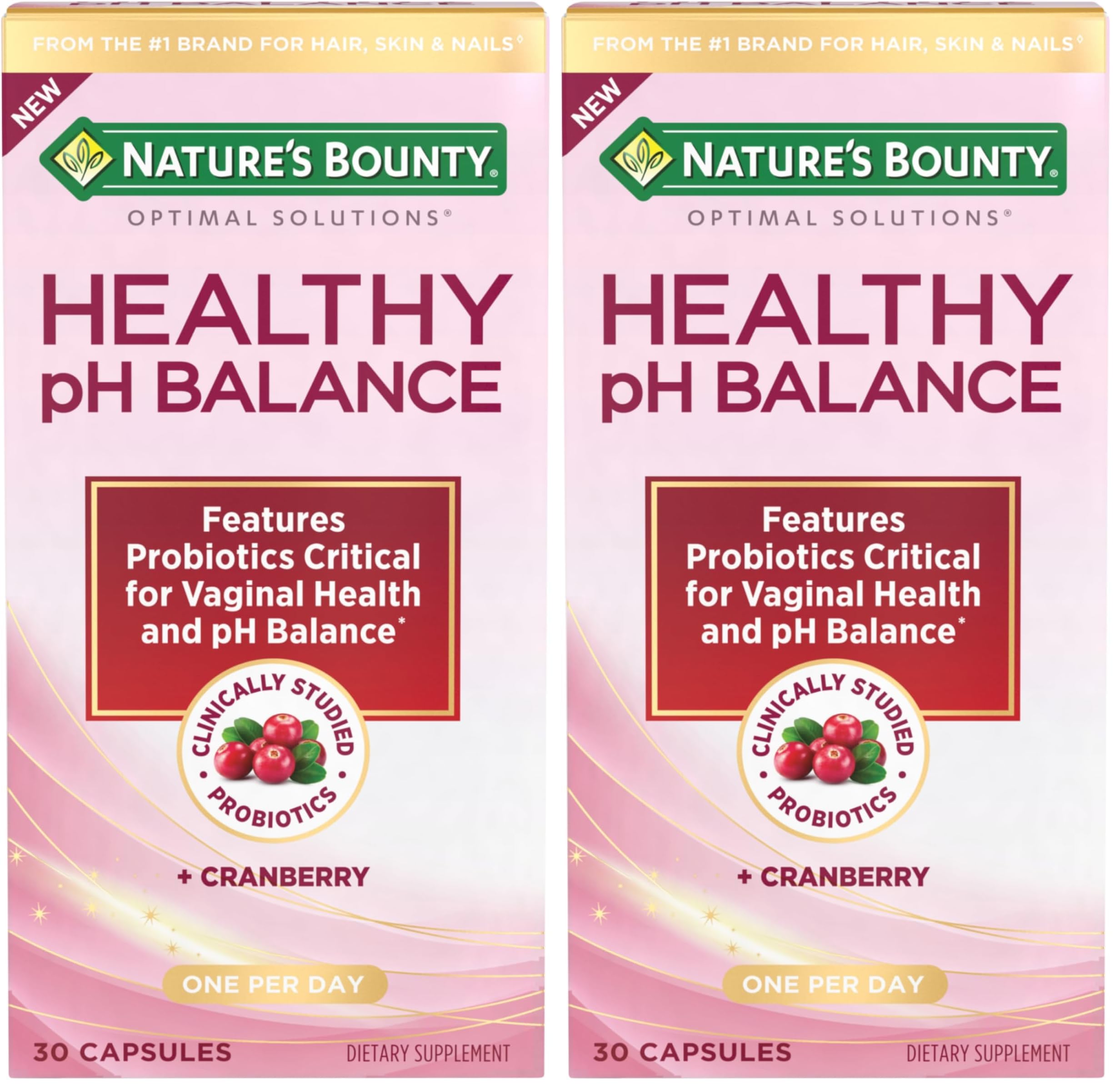 Nature's Bounty Probiotics for Women, Vaginal Probiotics for Healthy pH Balance, 2 Billion CFU, Clinically Studied Strains, Optimal Solutions pH Balance Pills, 30 Vegetarian Capsules (Pack of 2) 30 Count (Pack of 2)
