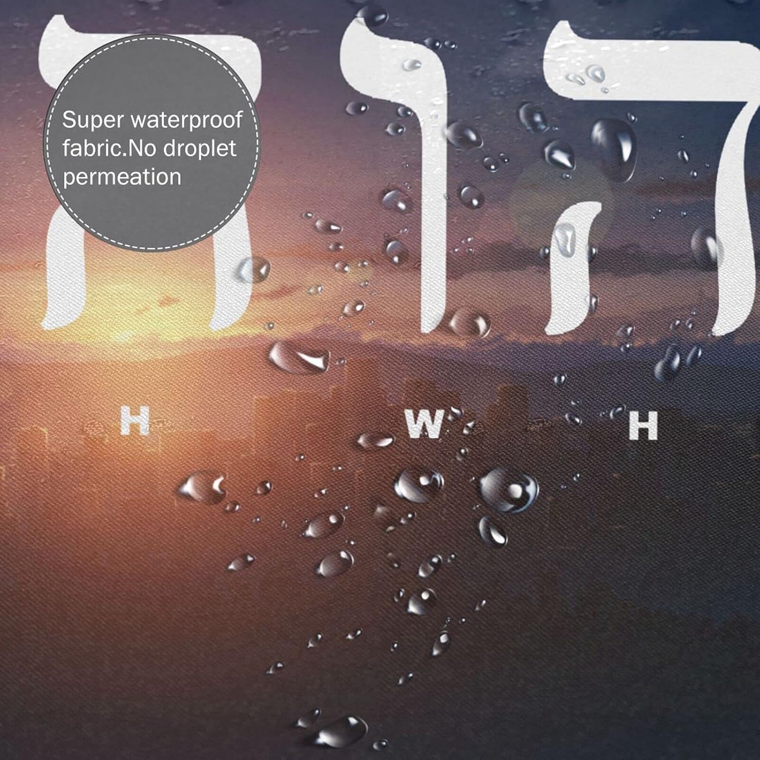 YHWH Shower Curtain with 12 Hooks Bath Curtains Set 72x72inch for Bathroom
