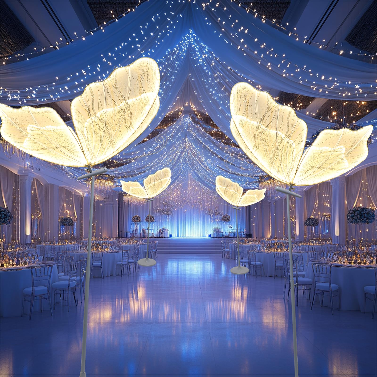 Fairy Props 2-Pack Butterfly Wedding Floor Lamps - Adjustable 57.5-70.1\, image size:1600x1600