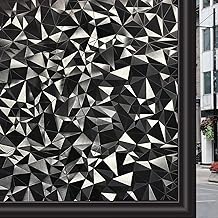 Zindoo Film Occultant Fenêtre Film Fenetre Anti Regard Diamant Noir 44.5 × 200cm 100% Occultant Excellente Intimité Anti UV Non Adhesif pour Chambre Salle de Bain Bureau Cuisine