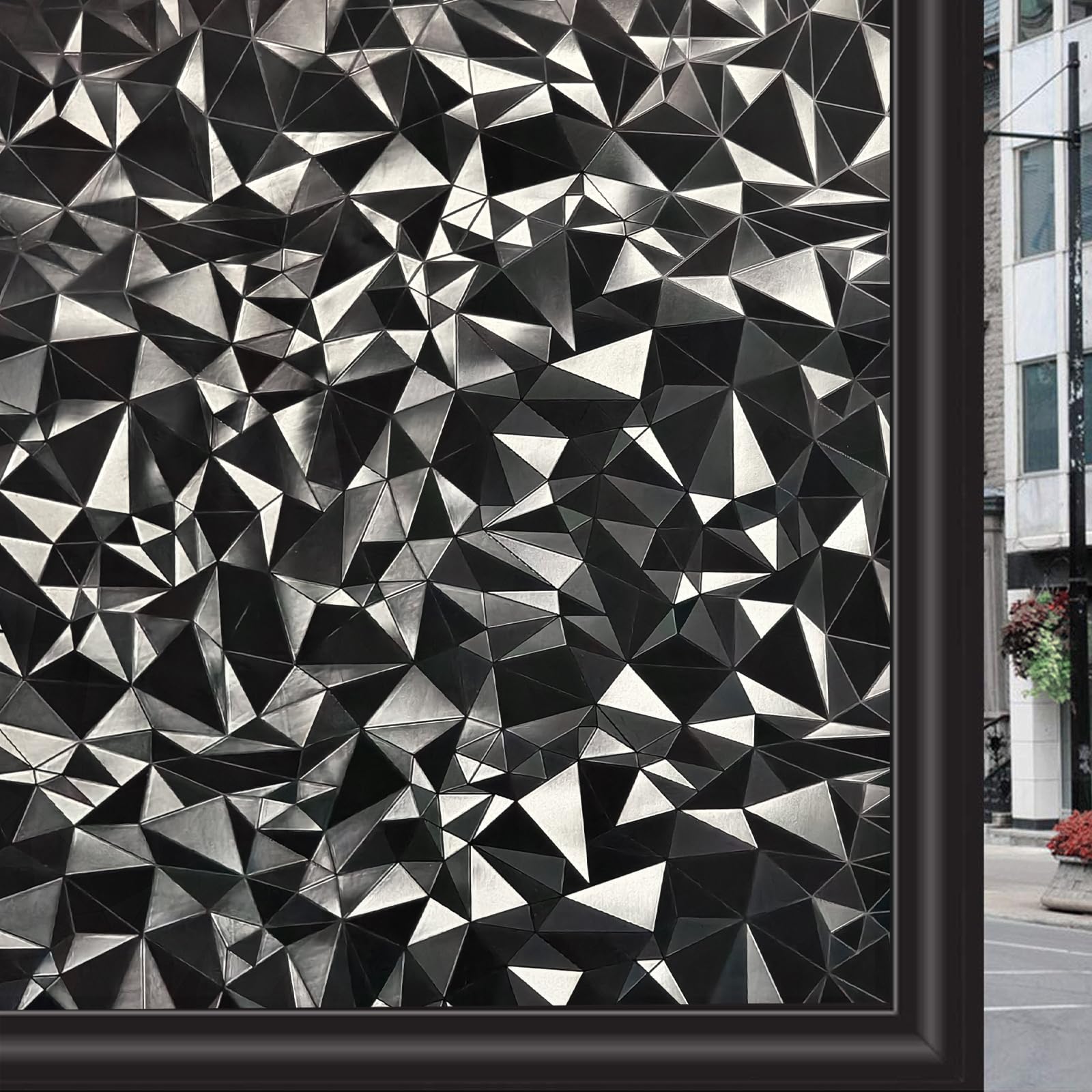 Zindoo 3D Diamond Blackout Window Film, Decorative Black Out Window Film Privacy Day and Night