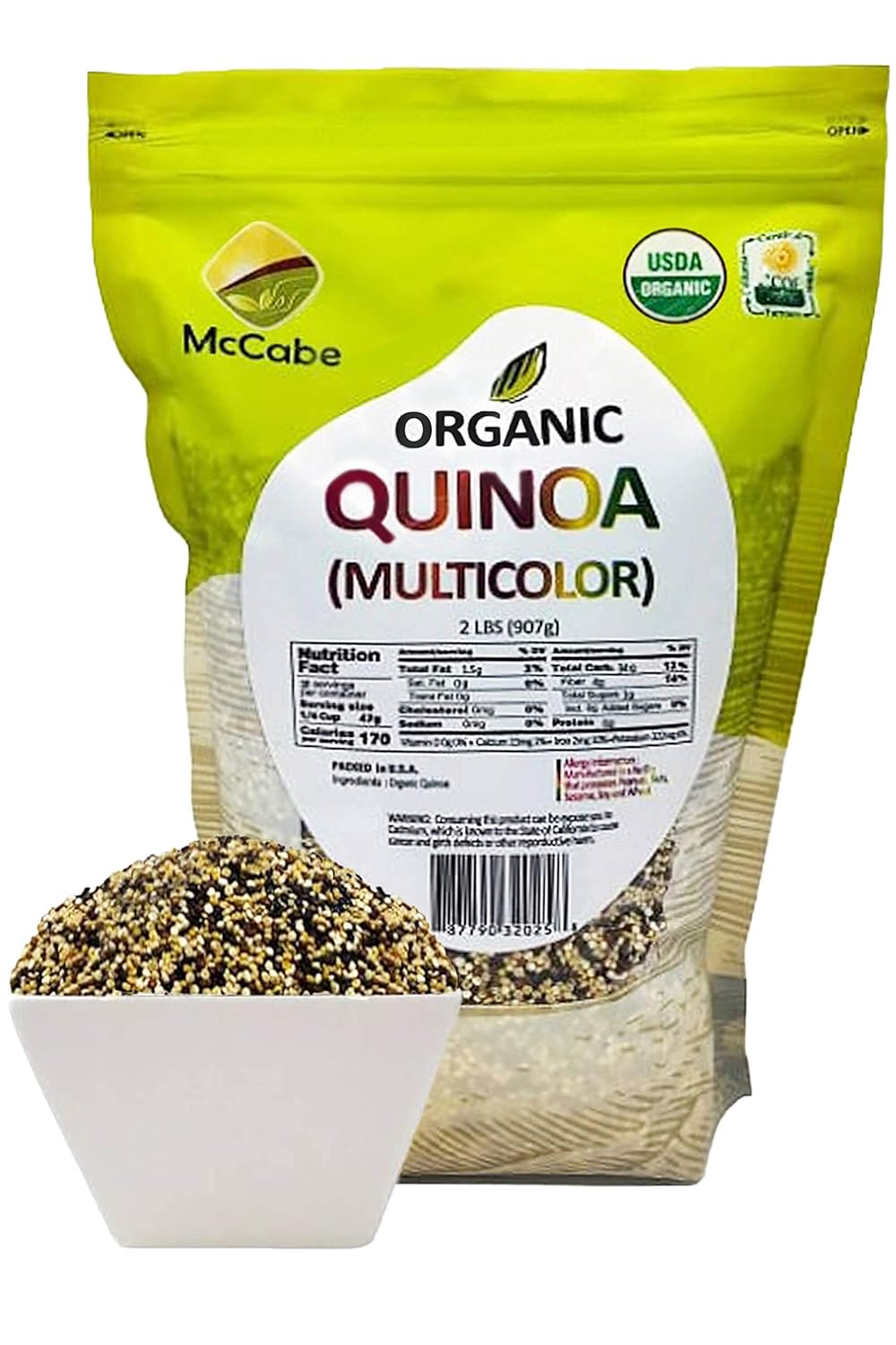 McCabe Organic Multicolor Quinoa - Multicolor Quinoa Organic | Rich with Fiber & Minerals | USDA and CCOF Certified | Packed in USA | 2Lbs