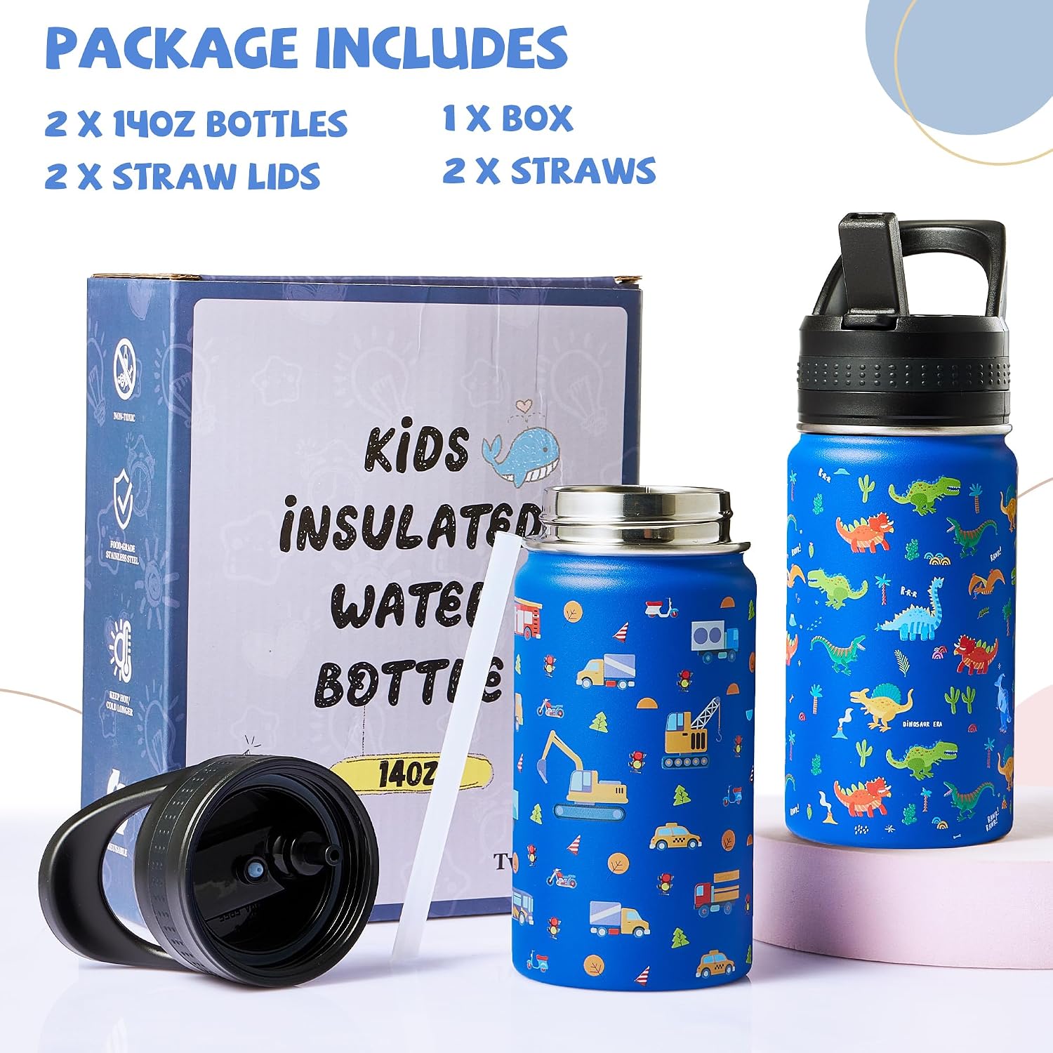Kids Water Bottle 14 Oz Stainless
