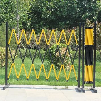 Yellow Black Folding Security Gate Safety Barrier with Casters, Mobile Accordion Fence Gat, Traffic Fence for Construction, Traffic Control, Cordon, Pool120x250cm