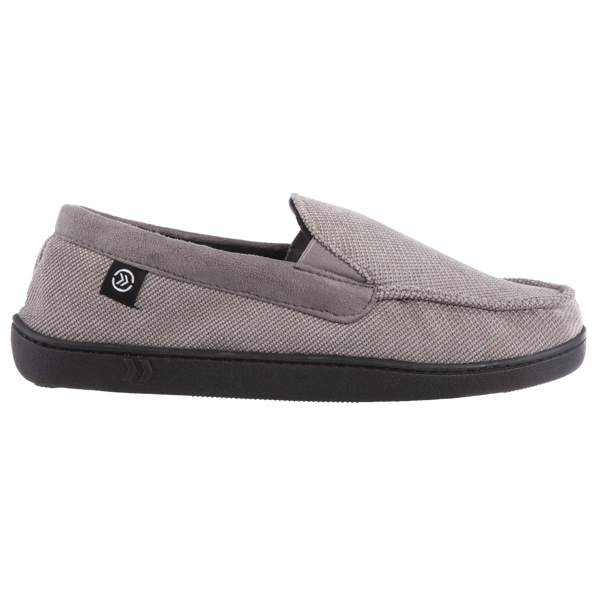 Isotoner Men's Diamond Corduroy Moccasin Slipper with Cooling Memory Foam for Indoor/Outdoor Comfort, Ash, 8.5 UK