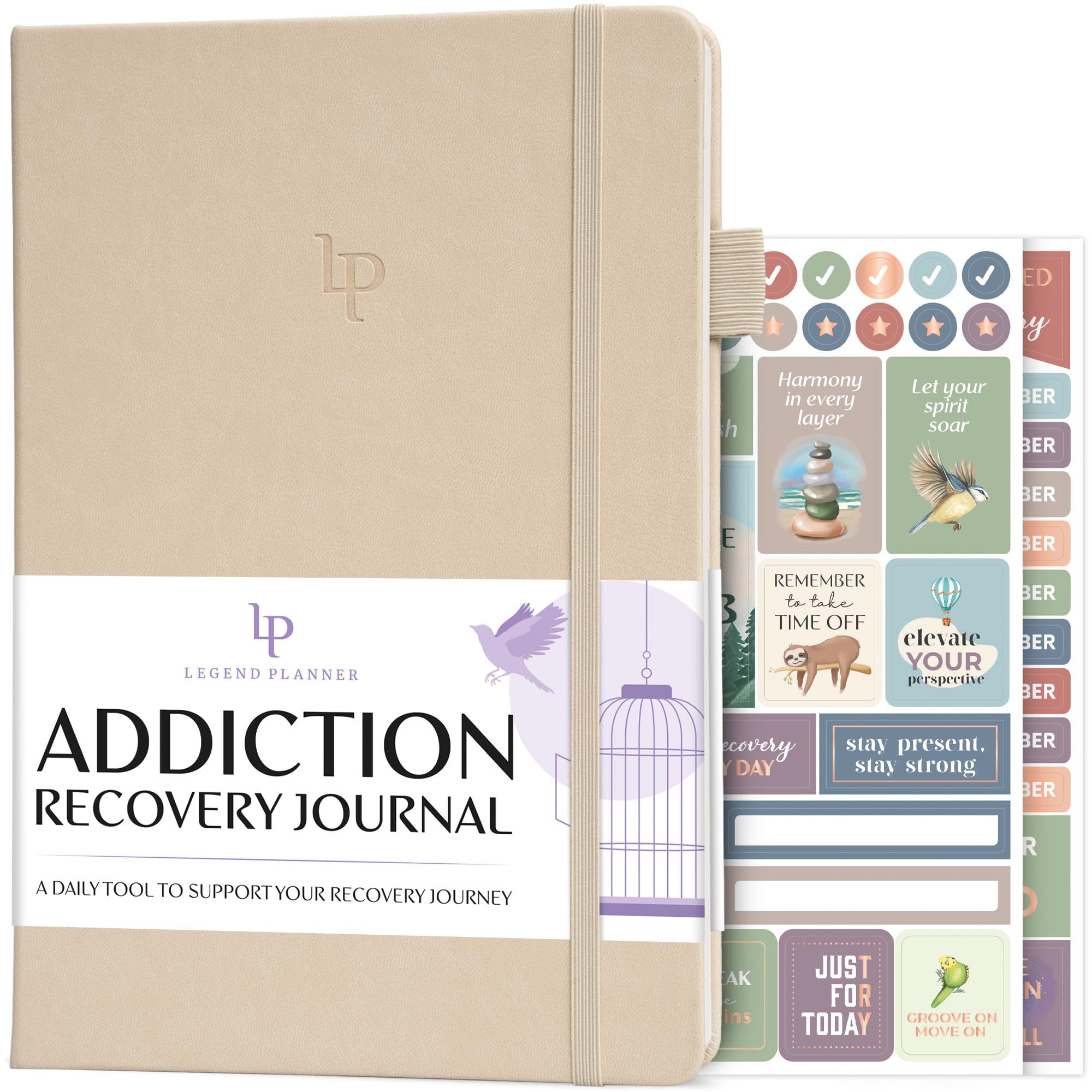 Legend Addiction Recovery Journal – Guided Daily Self-Help Workbook for Women & Men – Best Sobriety Gifts, Works with 12 Steps & AA (Seashell)