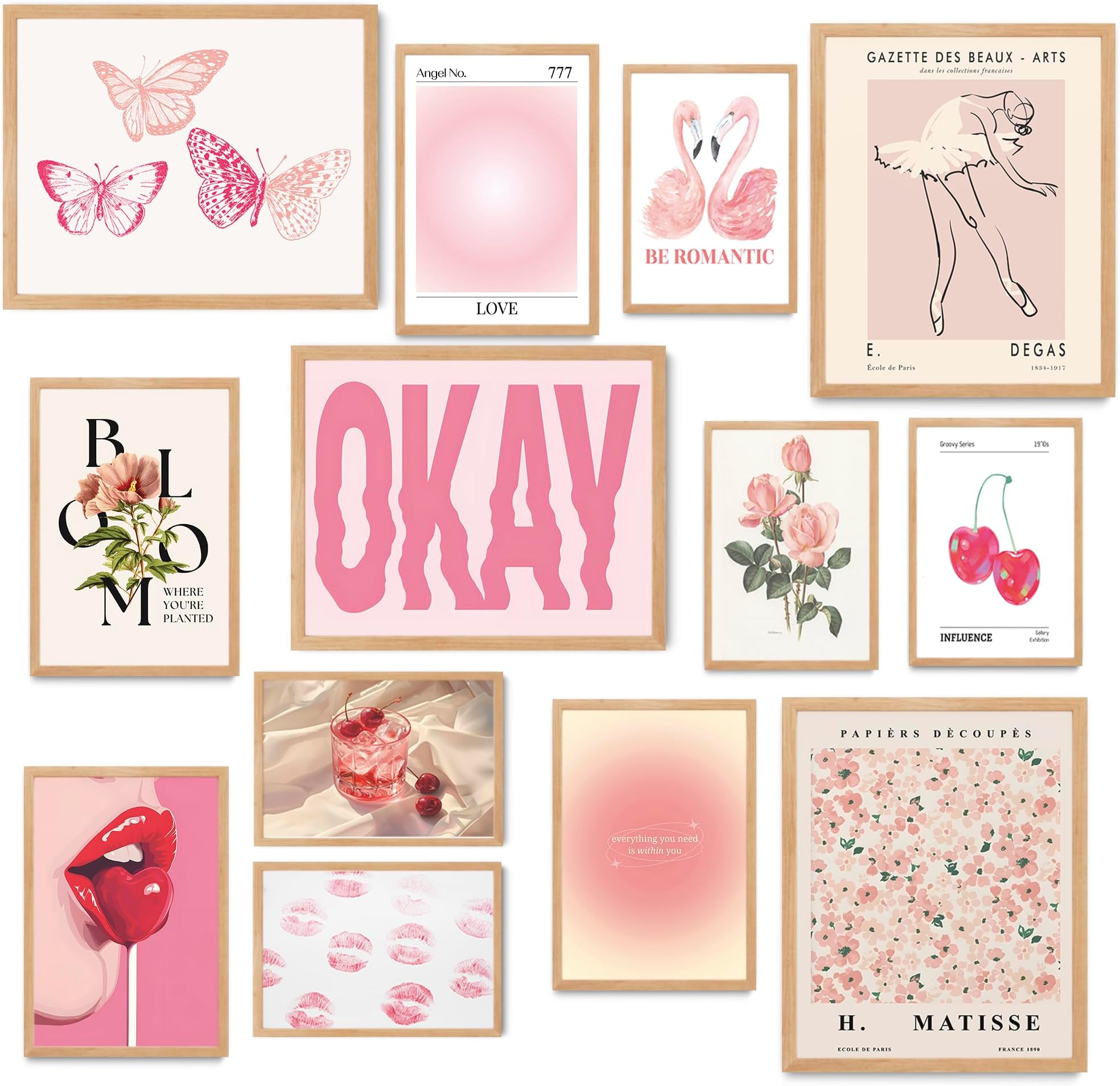 Fardes Coquette Room Decor Aesthetic Pictures, Pink Posters for Coquette Wall Decor, Coquette Prints for Teen Girls Bedroom, Coquette Stuff for Pink Room Decor