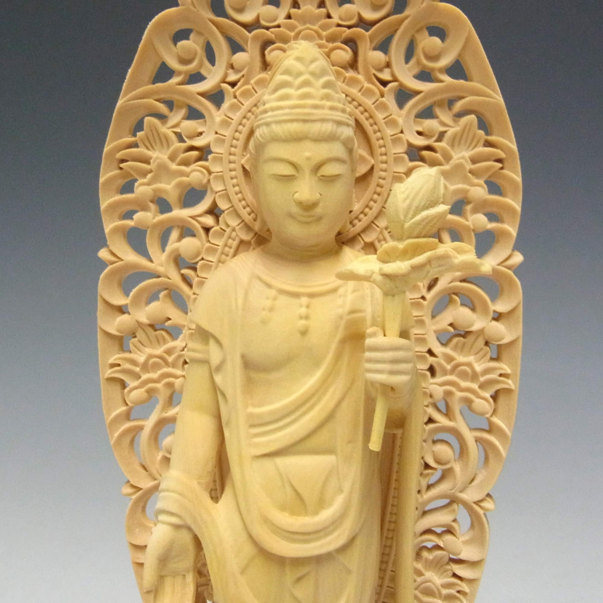 Amazon | 柘植 聖観音菩薩 立像 22cm 木彫り 仏像 | Ryusho | 仏像 通販