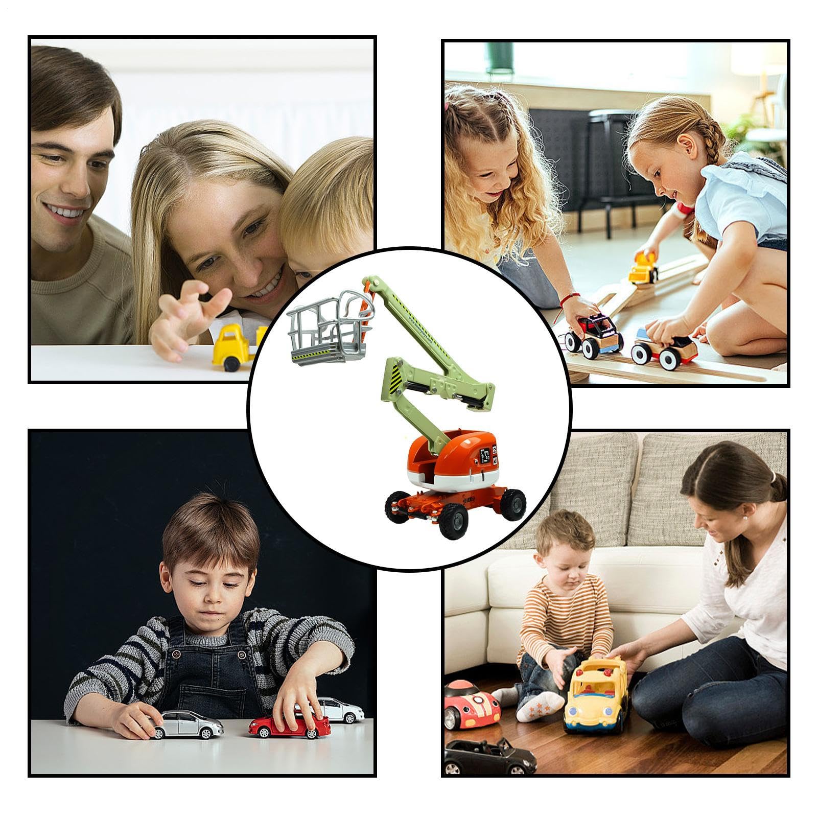 Modellino in di camion giocattolo funzionante - 1:87 Bracci mobili Ruote mobili Gru di sollevamento, Veicolo da costruzione in miniatura | Gioco di ruolo ingegneristico Set di giochi educativi p