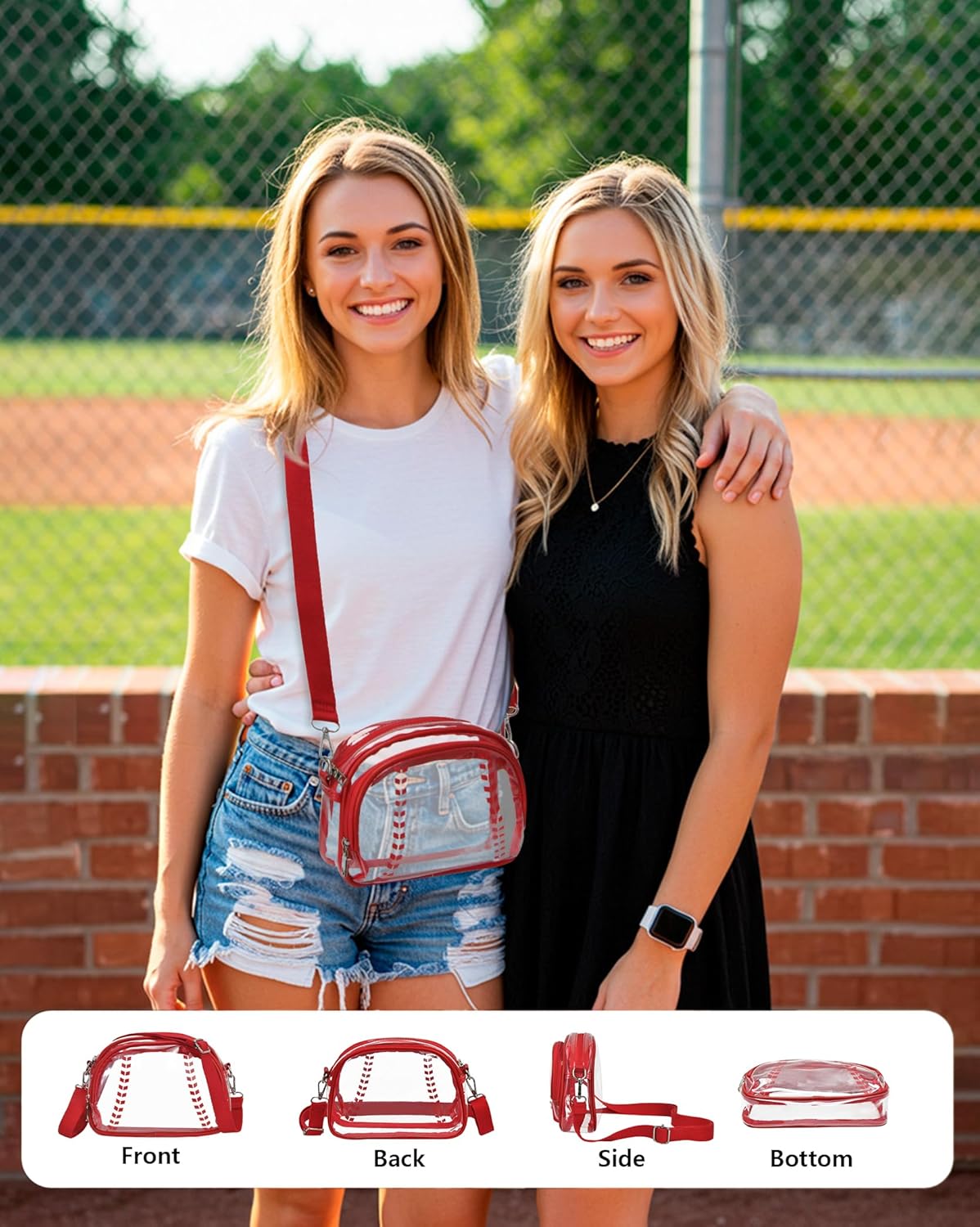 Sport Theme Crossbody Purse Vegan Leather Shoulder Bag for Women, Functional Handbag with Adjustable Strap for Game Day - Image 2